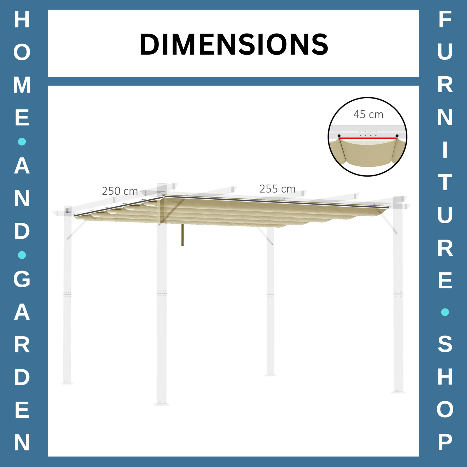 Gazebo Pergola Retractable Roof Sun Shade Canopy Cover with Eight Holes Beige - Home and Garden Furniture Shop - rustic - furniture