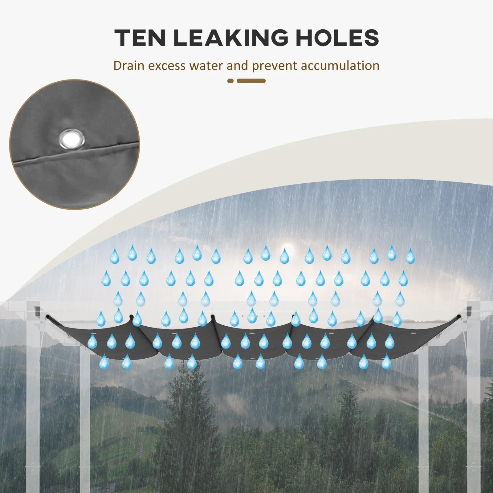 Gazebo Pergola Retractable Roof Sun Shelter Canopy PA Coating w/ Hook Dark Grey - Home and Garden Furniture Shop - rustic - furniture