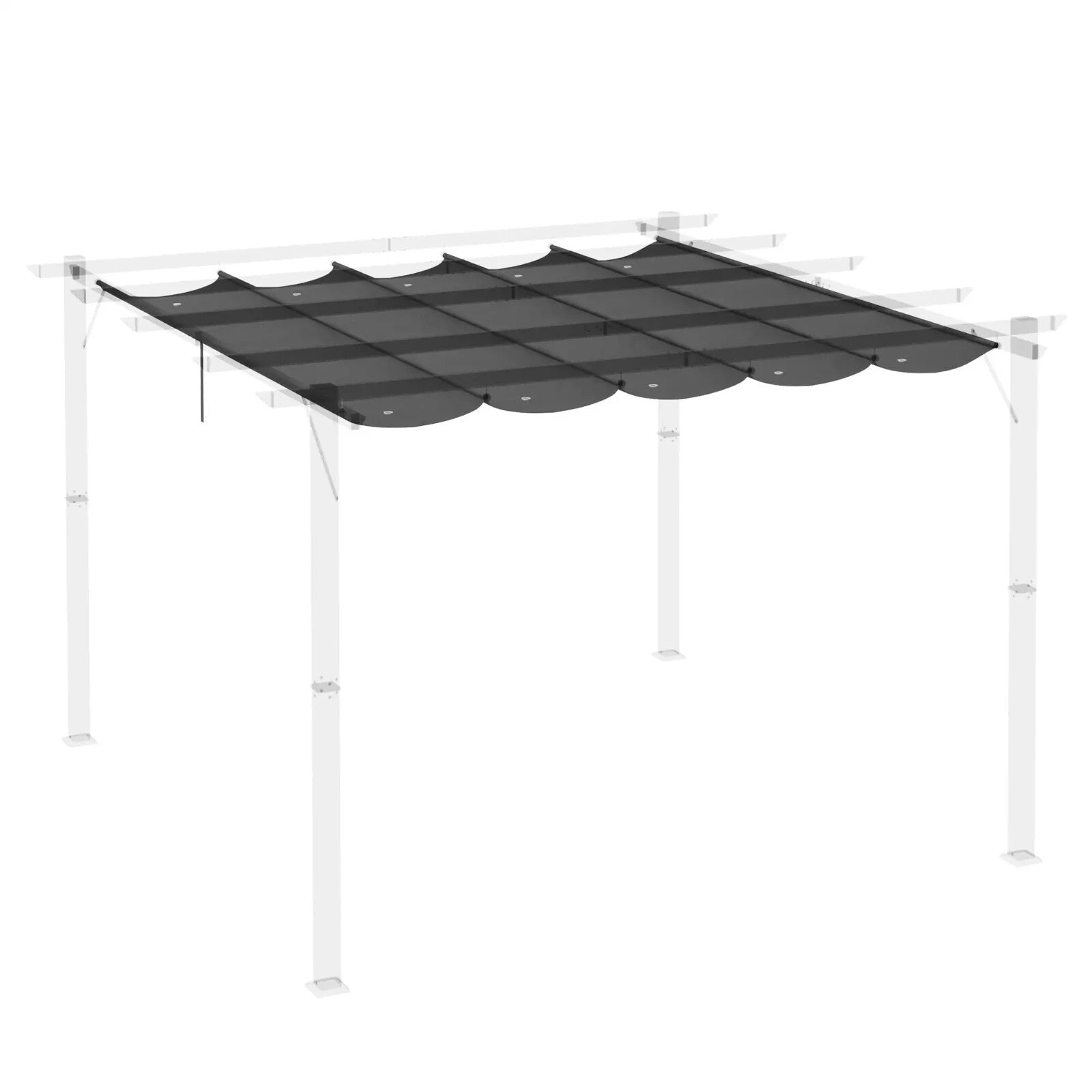 Gazebo Pergola Retractable Roof Sun Shelter Canopy PA Coating w/ Hook Dark Grey - Home and Garden Furniture Shop - rustic - furniture