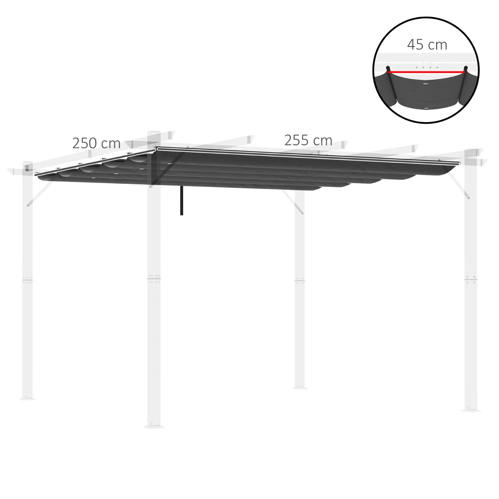 Gazebo Pergola Retractable Roof Sun Shelter Canopy PA Coating w/ Hook Dark Grey - Home and Garden Furniture Shop - rustic - furniture