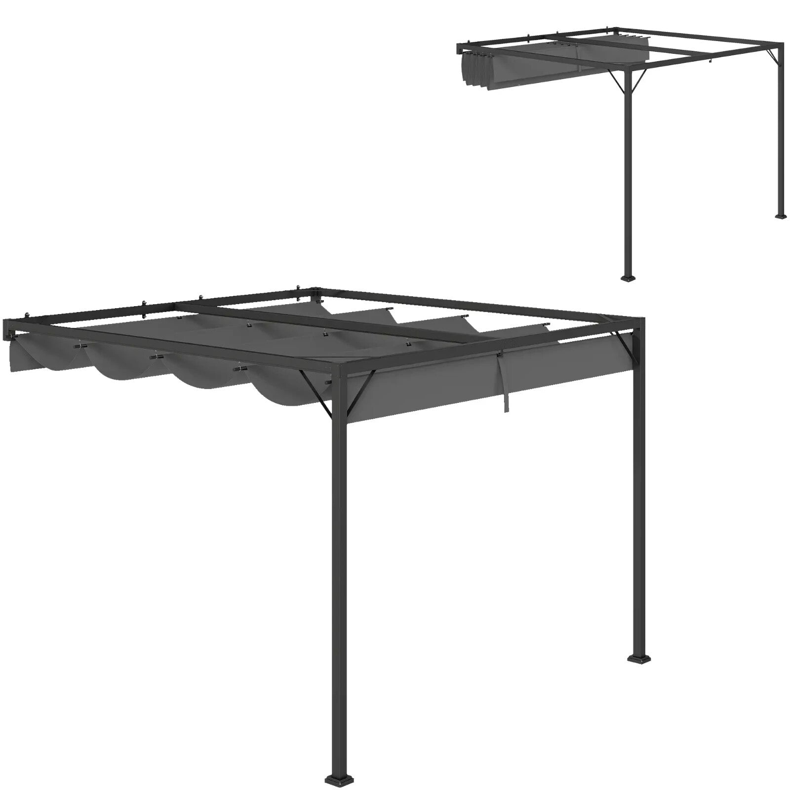 Gazebo Pergola Retractable Roof Sun Shelter Canopy with Adjustable Hight Grey - Home and Garden Furniture Shop - rustic - furniture