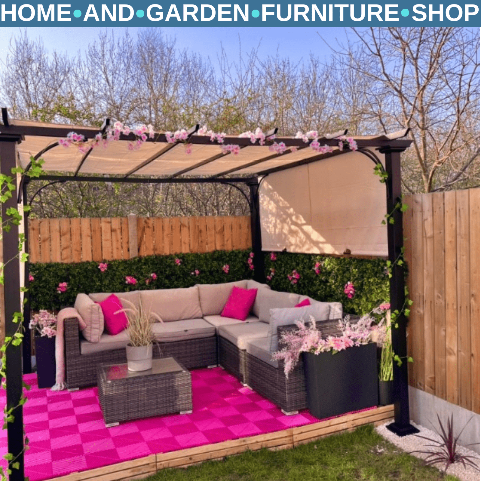 Gazebo Pergola Sun Shelter Canopy with Adjustable Height & Drawstring Beige - Home and Garden Furniture Shop - rustic - furniture