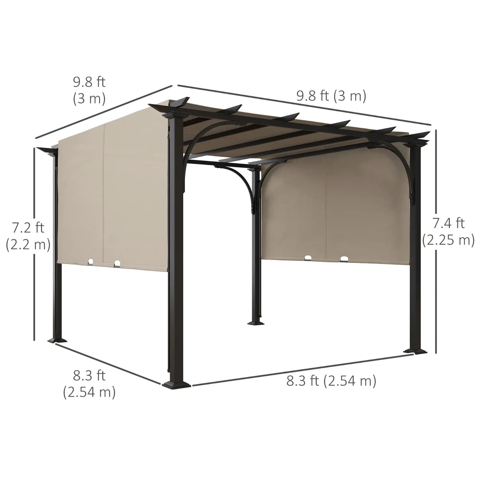 Gazebo Pergola Sun Shelter Canopy with Adjustable Height & Drawstring Beige - Home and Garden Furniture Shop - rustic - furniture