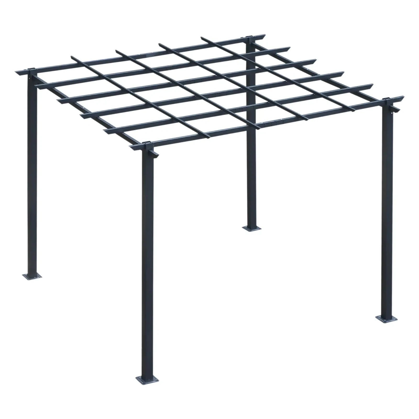 Gazebo Pergola Sun Shelter Rectangular Powder Coated w/ Weather Resistant Black - Home and Garden Furniture Shop - rustic - furniture