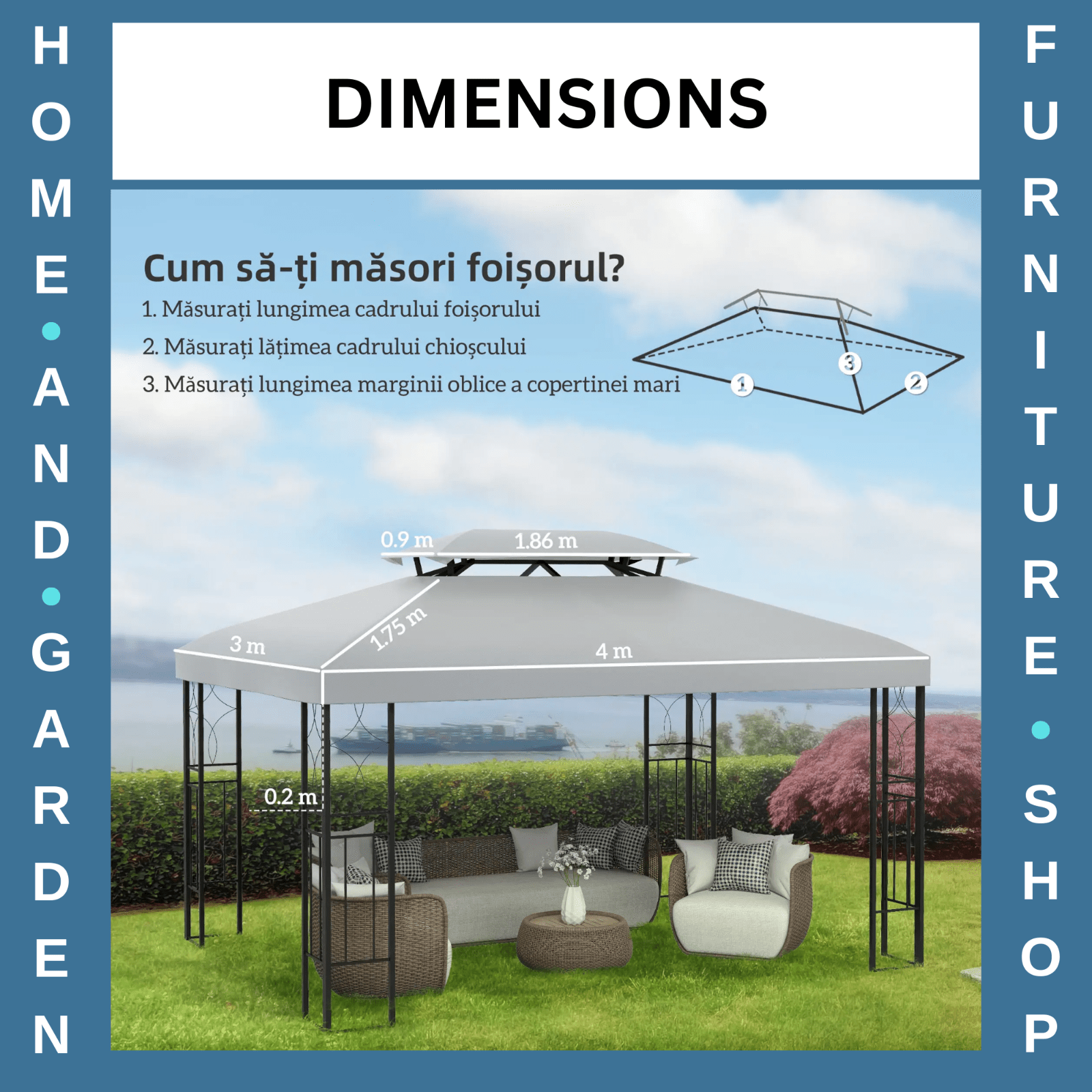 Gazebo Replacement Canopy Roof Rectangular 2 Tier Top UV Resistant Light Grey - Home and Garden Furniture Shop - #rustic - furniture#