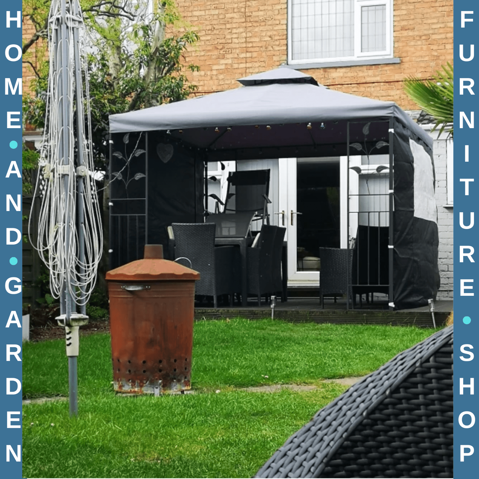 Gazebo Replacement Canopy Top Double Tier Pavilion Roof Polyester Deep Grey - Home and Garden Furniture Shop - rustic - furniture