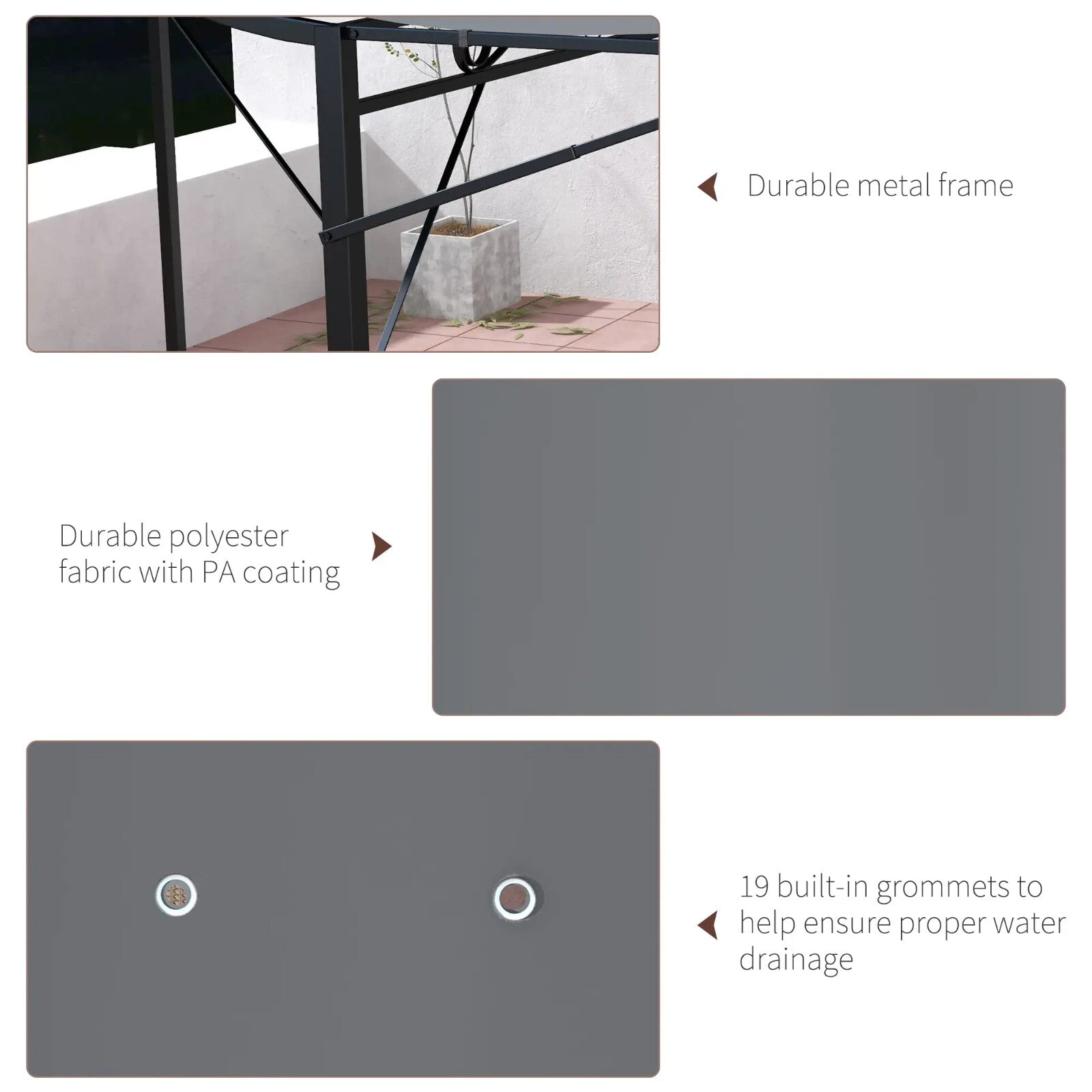 Gazebo Sun Shade Shelter Metal Wall Mounted With Extended Canopy Charcoal Grey - Home and Garden Furniture Shop - rustic - furniture