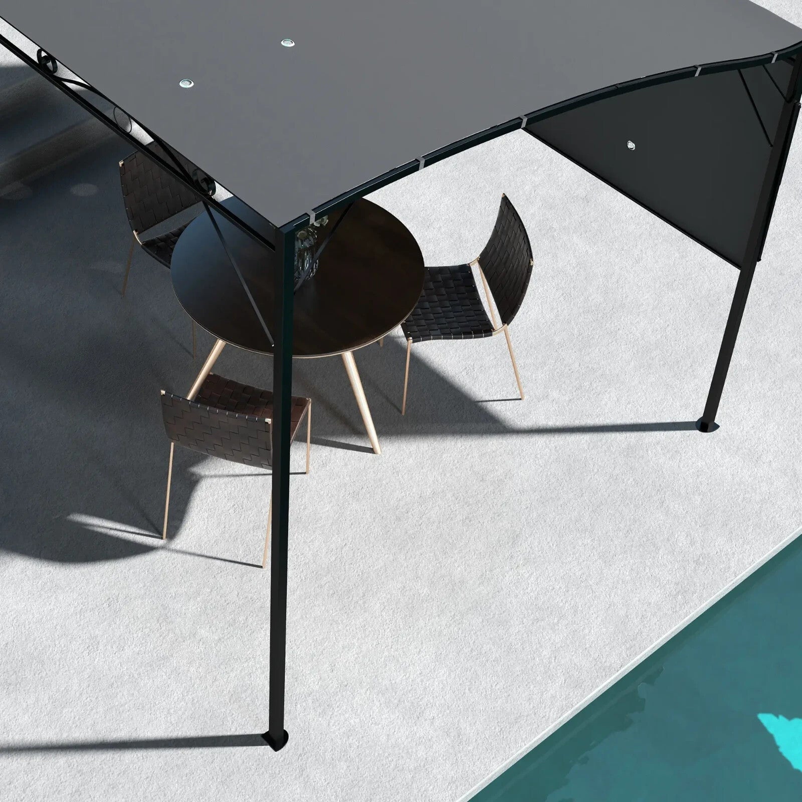 Gazebo Sun Shade Shelter Metal Wall Mounted With Extended Canopy Charcoal Grey - Home and Garden Furniture Shop - rustic - furniture