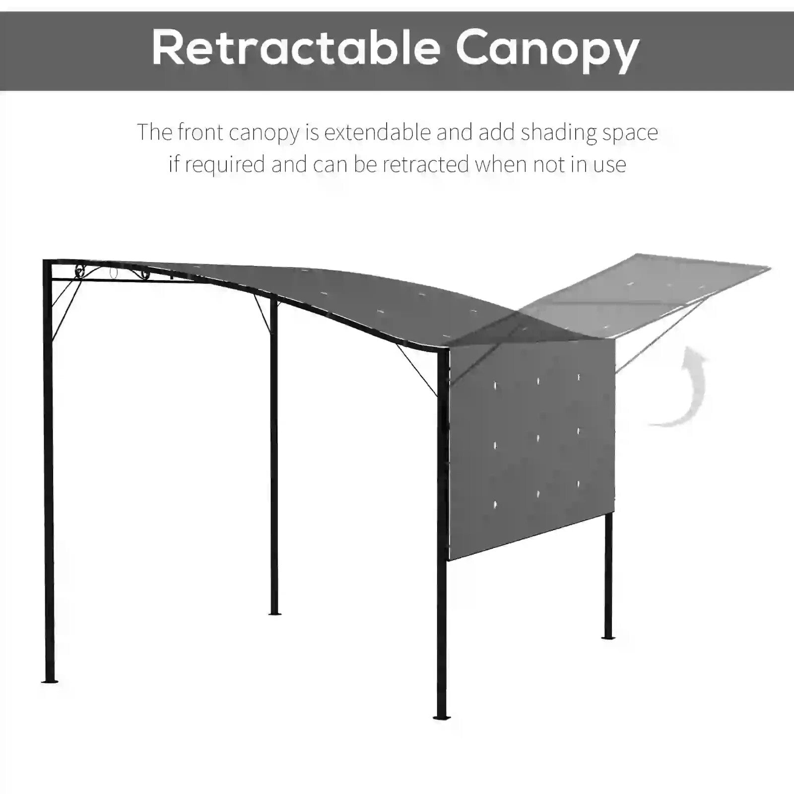 Gazebo Sun Shade Shelter Metal Wall Mounted With Extended Canopy Charcoal Grey - Home and Garden Furniture Shop - rustic - furniture