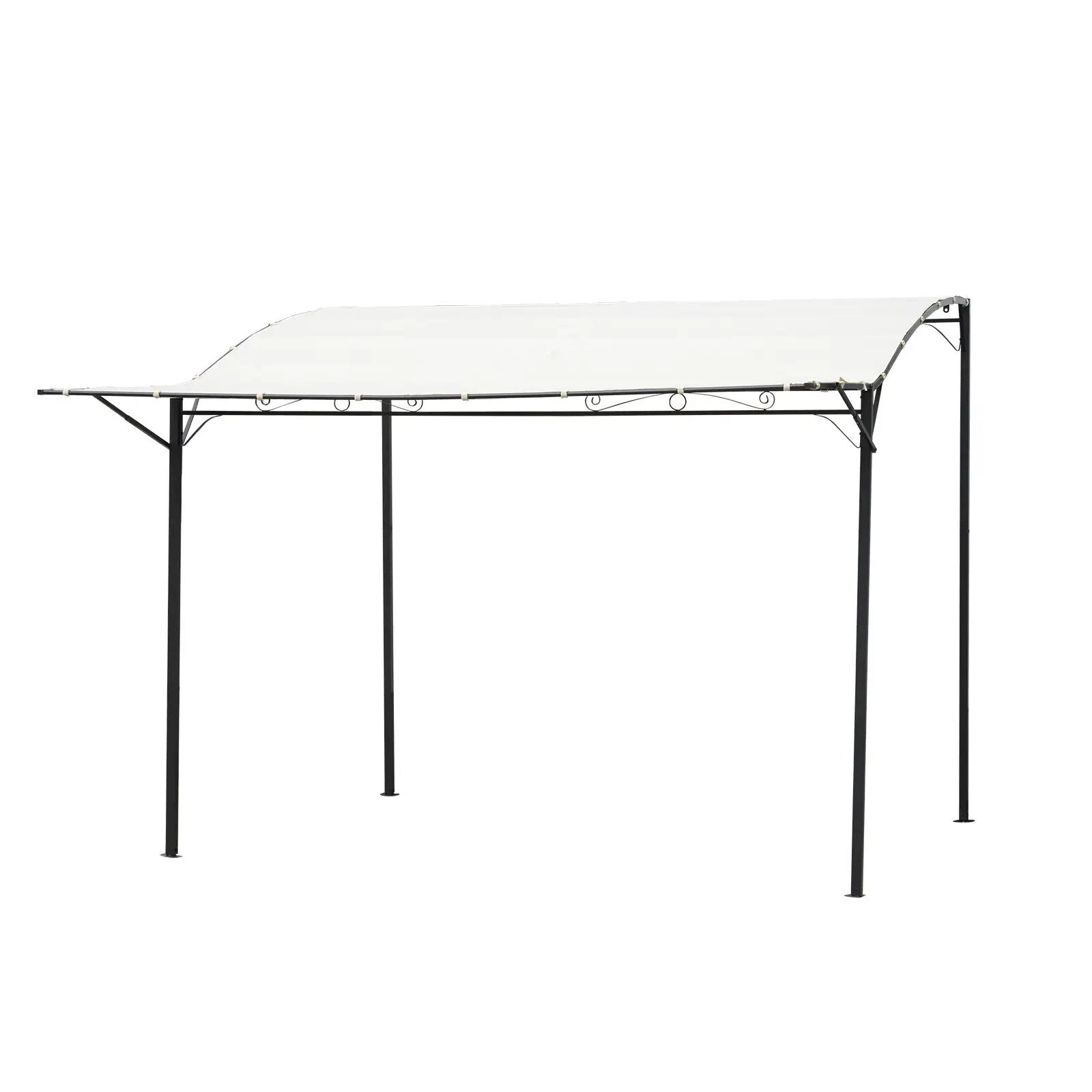 Gazebo Sunshade Shelter Rectangle Wall Mounted with Extended Canopy Cream White - Home and Garden Furniture Shop - rustic - furniture