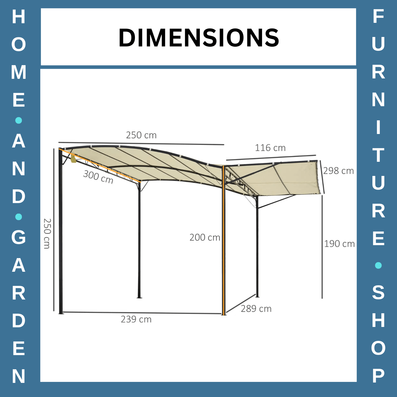 Gazebo Sunshade Shelter Rectangle Wall Mounted with Extended Canopy Cream White - Home and Garden Furniture Shop - rustic - furniture