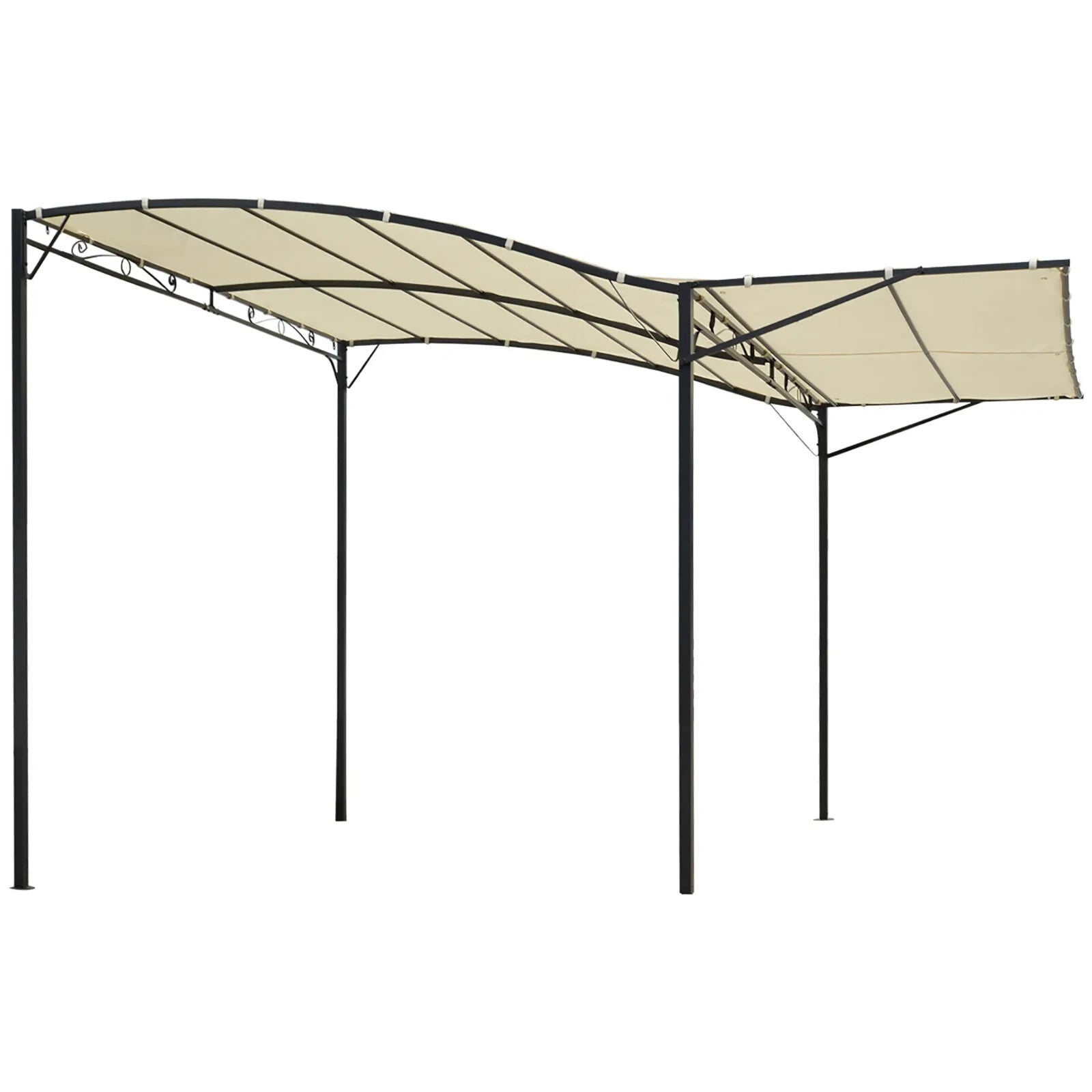 Gazebo Sunshade Shelter Rectangle Wall Mounted with Extended Canopy Cream White - Home and Garden Furniture Shop - rustic - furniture