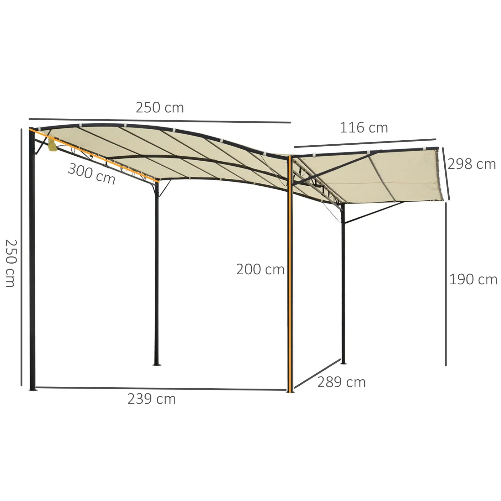 Gazebo Sunshade Shelter Rectangle Wall Mounted with Extended Canopy Cream White - Home and Garden Furniture Shop - rustic - furniture