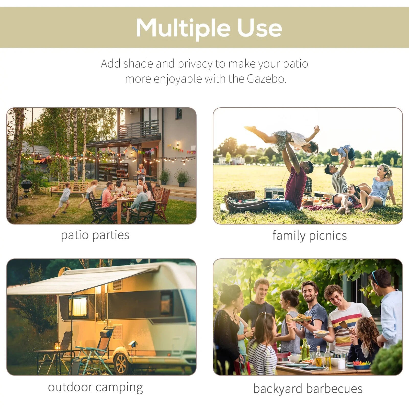 Gazebo Sunshade Shelter Rectangle Wall Mounted with Extended Canopy Cream White - Home and Garden Furniture Shop - rustic - furniture