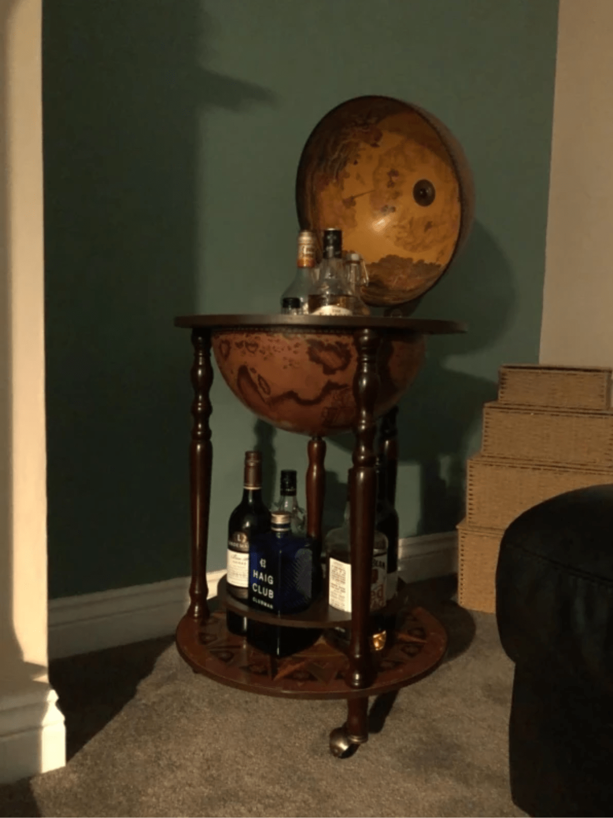 Globe Drinks Cabinet Trolley Retro Bar Wine Rack Glass Alcohol Bottle Storage - Home and Garden Furniture Shop - rustic - furniture