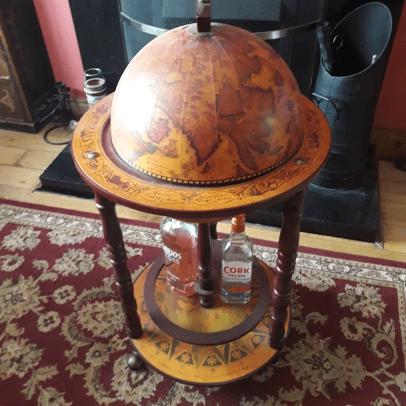 Globe Drinks Cabinet Trolley Retro Bar Wine Rack Glass Alcohol Bottle Storage - Home and Garden Furniture Shop - rustic - furniture