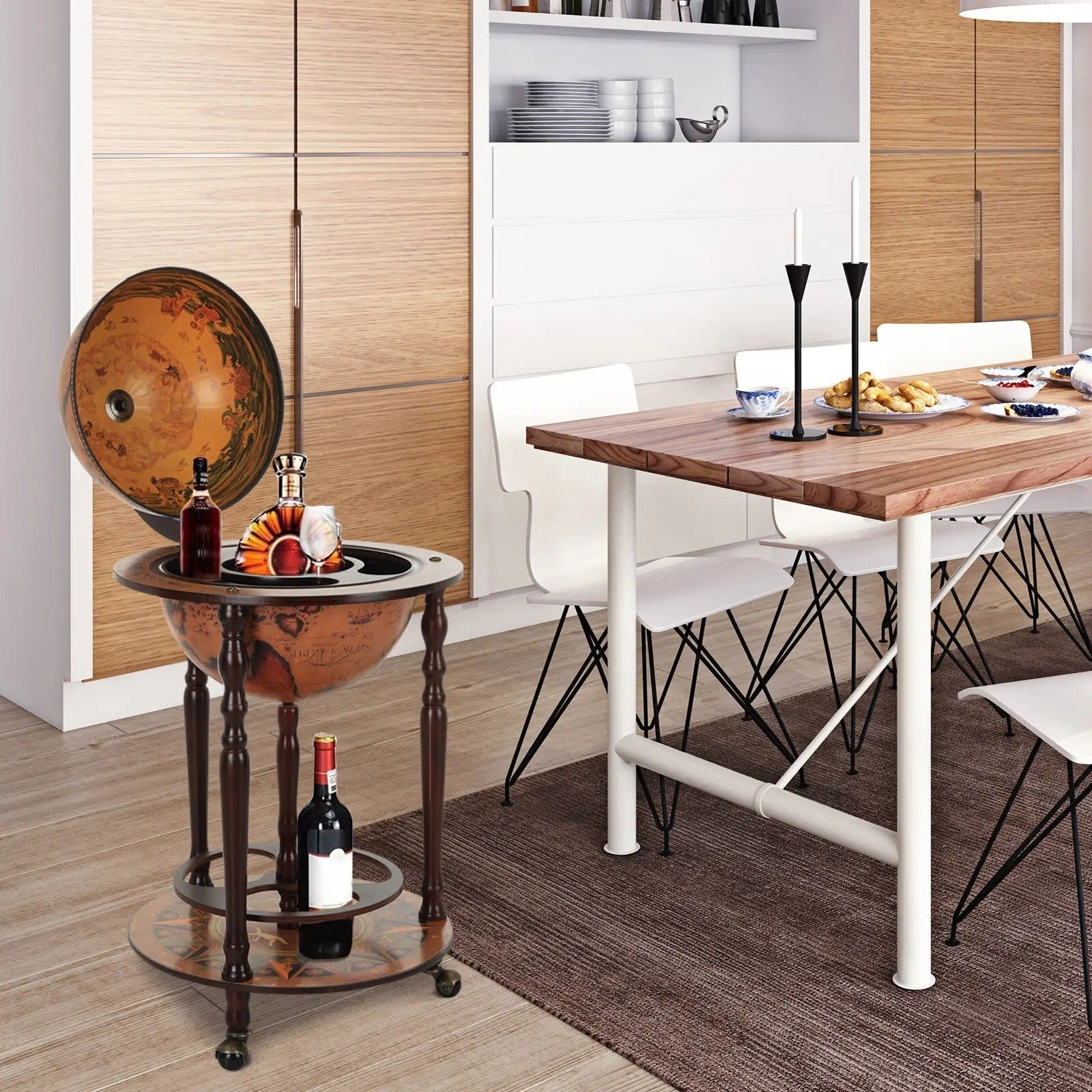Globe Drinks Cabinet Trolley Retro Bar Wine Rack Glass Alcohol Bottle Storage - Home and Garden Furniture Shop - rustic - furniture