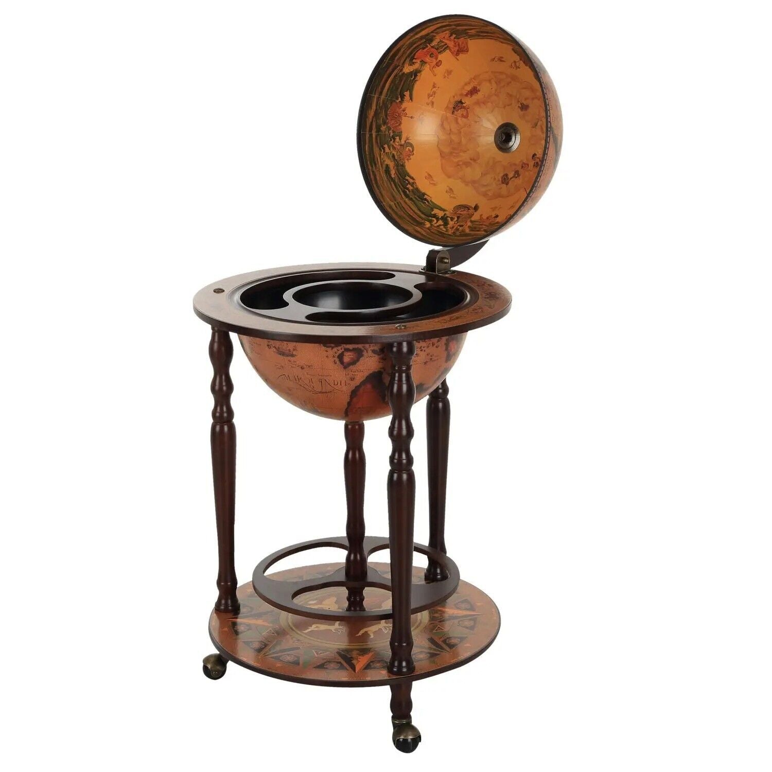 Globe Drinks Cabinet Trolley Retro Bar Wine Rack Glass Alcohol Bottle Storage - Home and Garden Furniture Shop - rustic - furniture