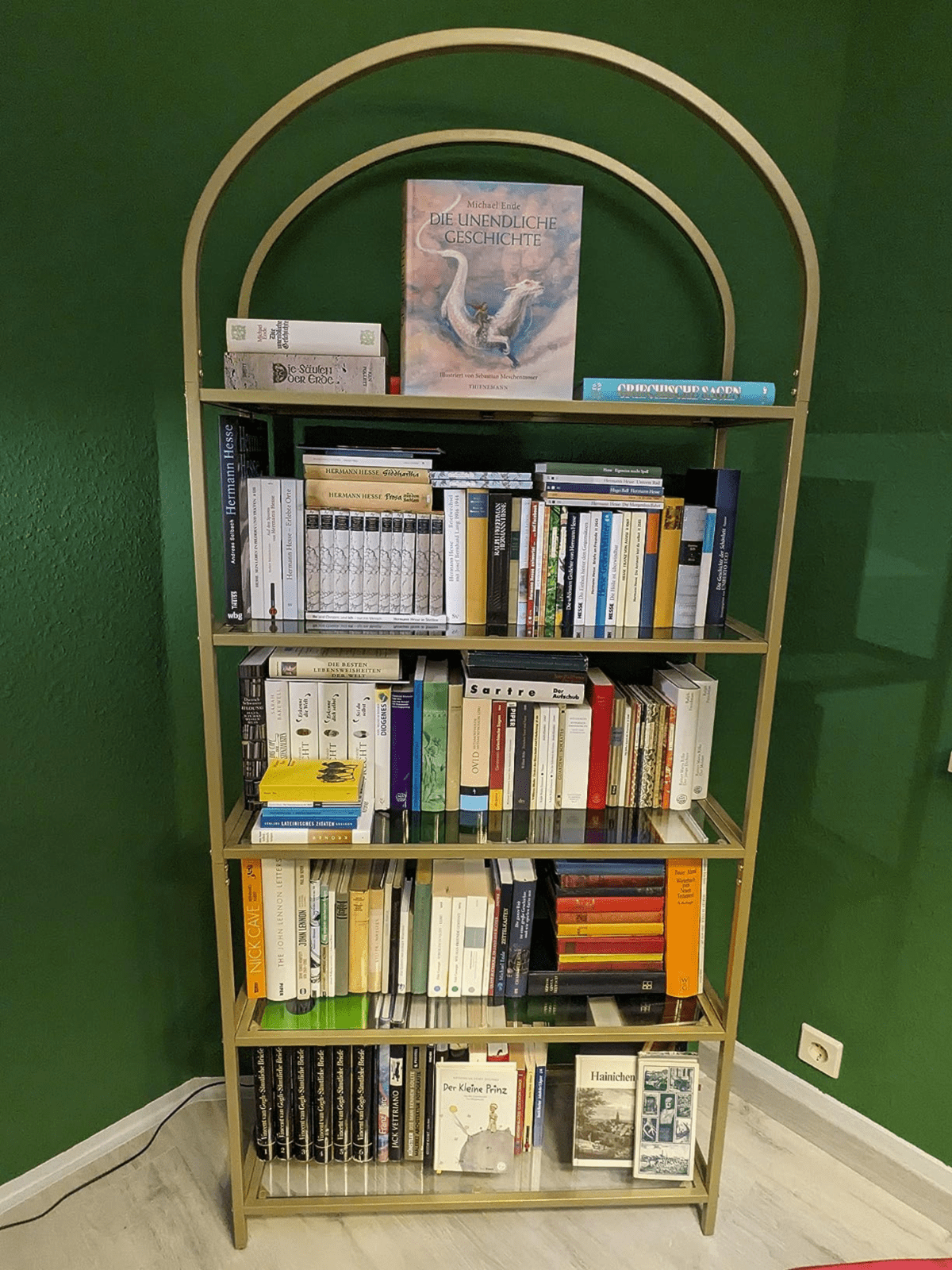 Gold Display Cabinet Glass Storage Large Bookcase Vintage Metal Tall Shelf Unit - Home and Garden Furniture Shop - rustic - furniture