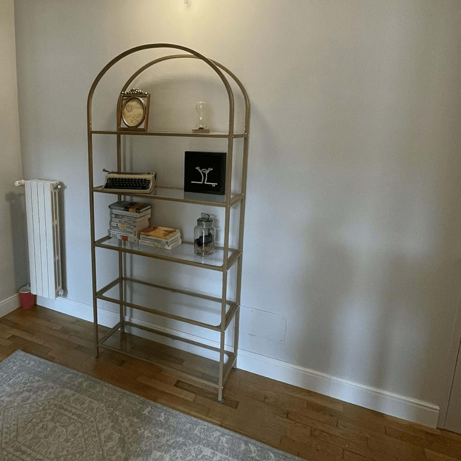 Gold Display Cabinet Glass Storage Large Bookcase Vintage Metal Tall Shelf Unit - Home and Garden Furniture Shop - rustic - furniture