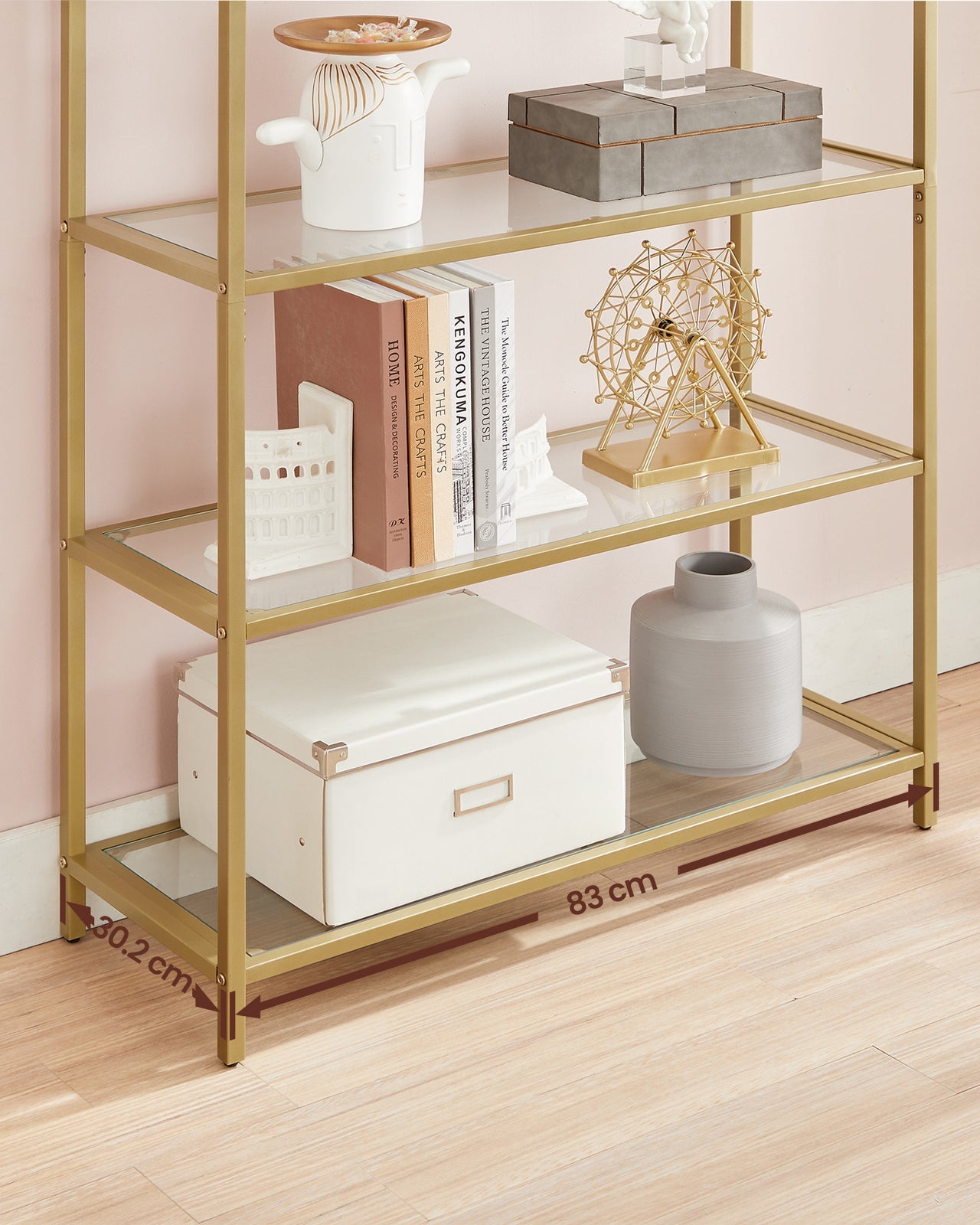Gold Display Cabinet Glass Storage Large Bookcase Vintage Metal Tall Shelf Unit - Home and Garden Furniture Shop - rustic - furniture