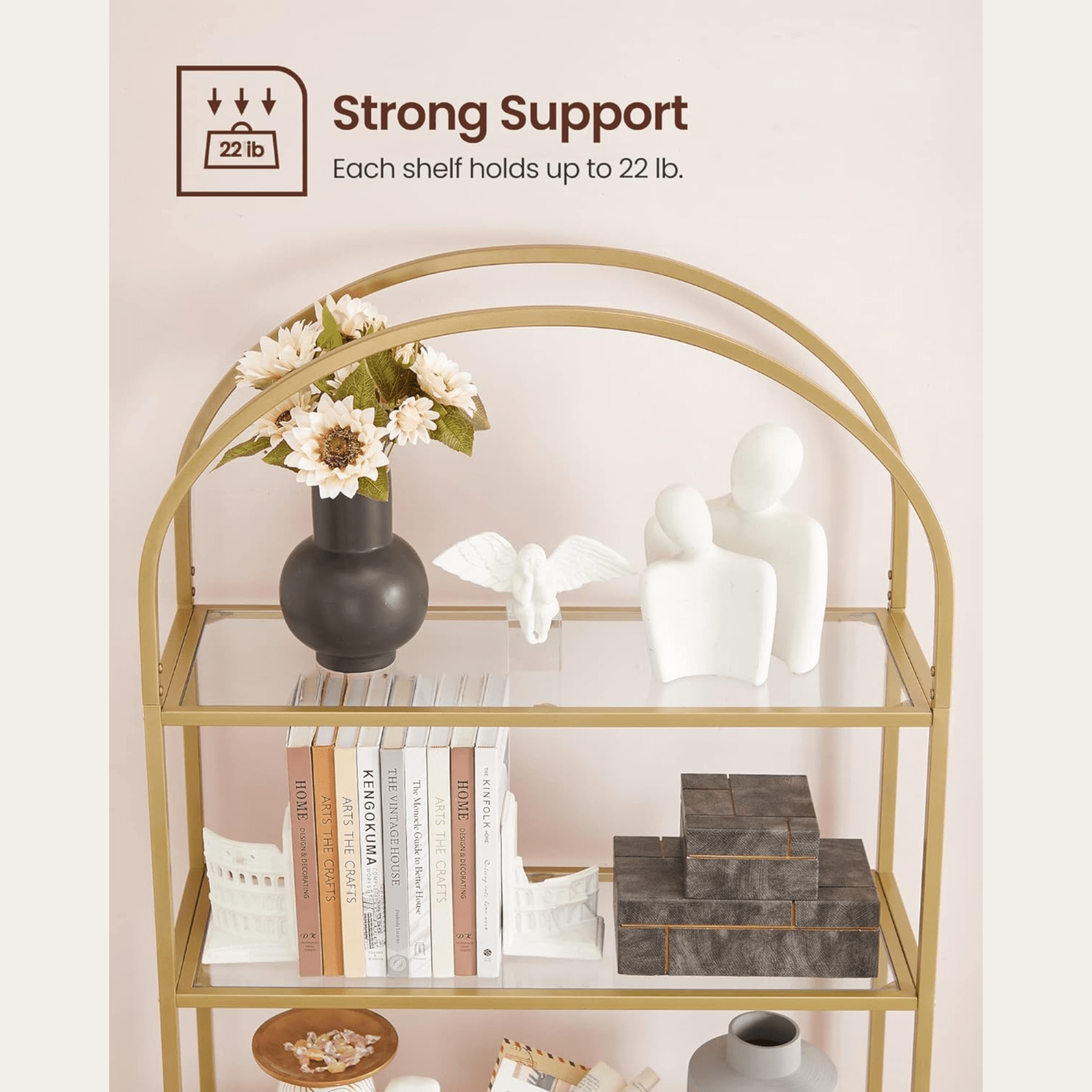 Gold Shelving Unit Display Cabinet Storage Glass Large Bookcase Vintage Metal UK - Home and Garden Furniture Shop - rustic - furniture