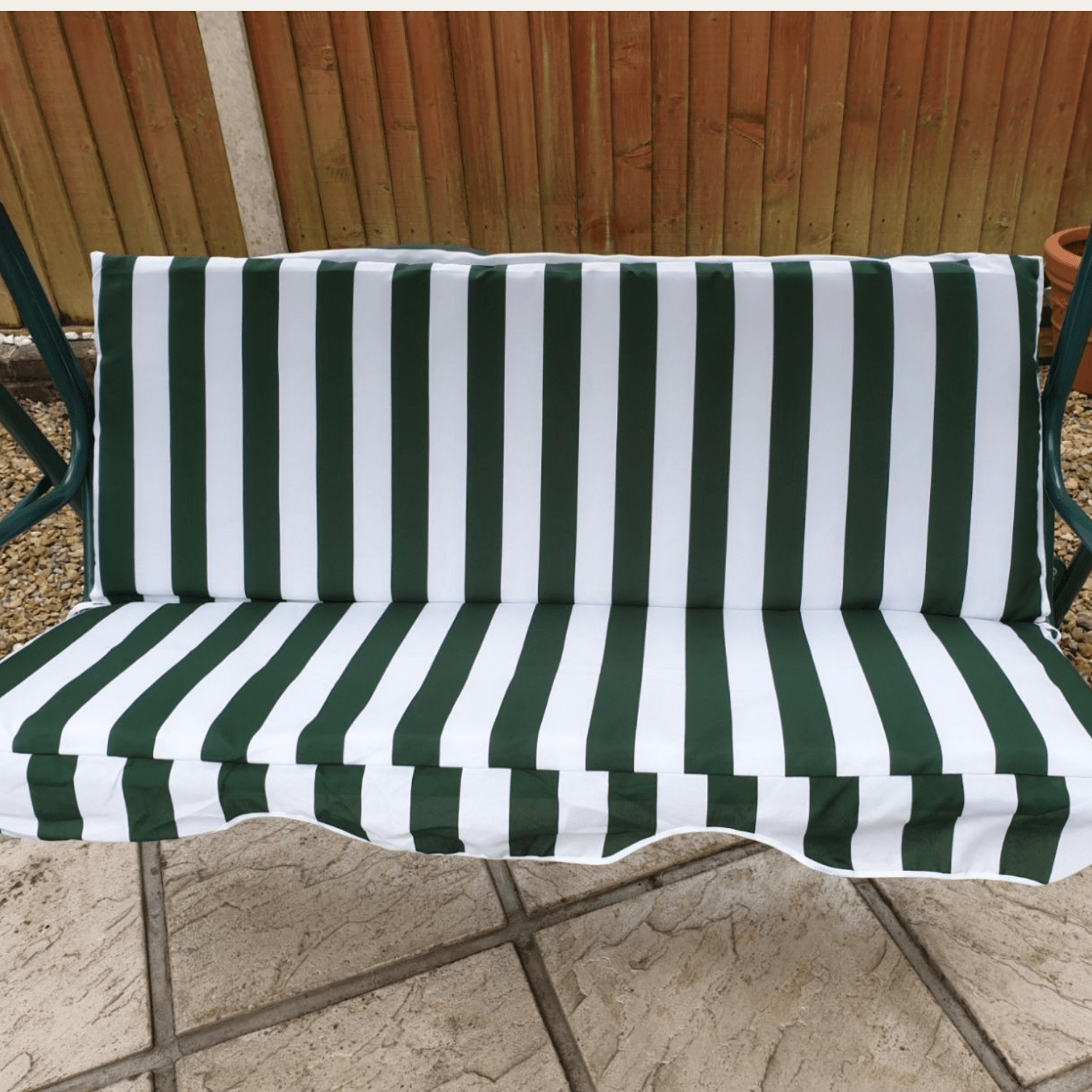 Green 3 Seater Garden Swing Chair Canopy Outdoor Patio Padded Seat Metal Frame - Home and Garden Furniture Shop - #rustic - furniture#