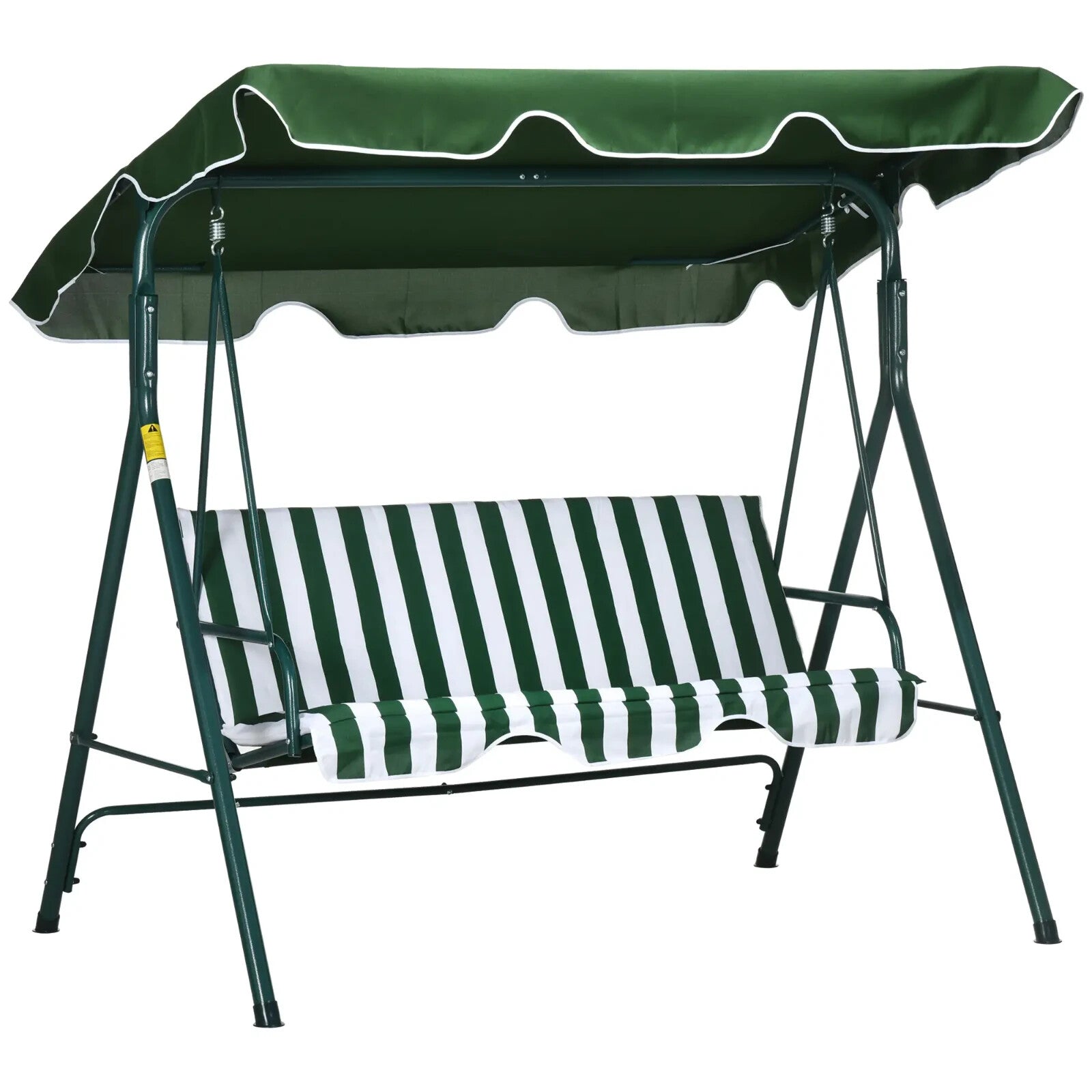 Green 3 Seater Garden Swing Chair Canopy Outdoor Patio Padded Seat Metal Frame - Home and Garden Furniture Shop - rustic - furniture