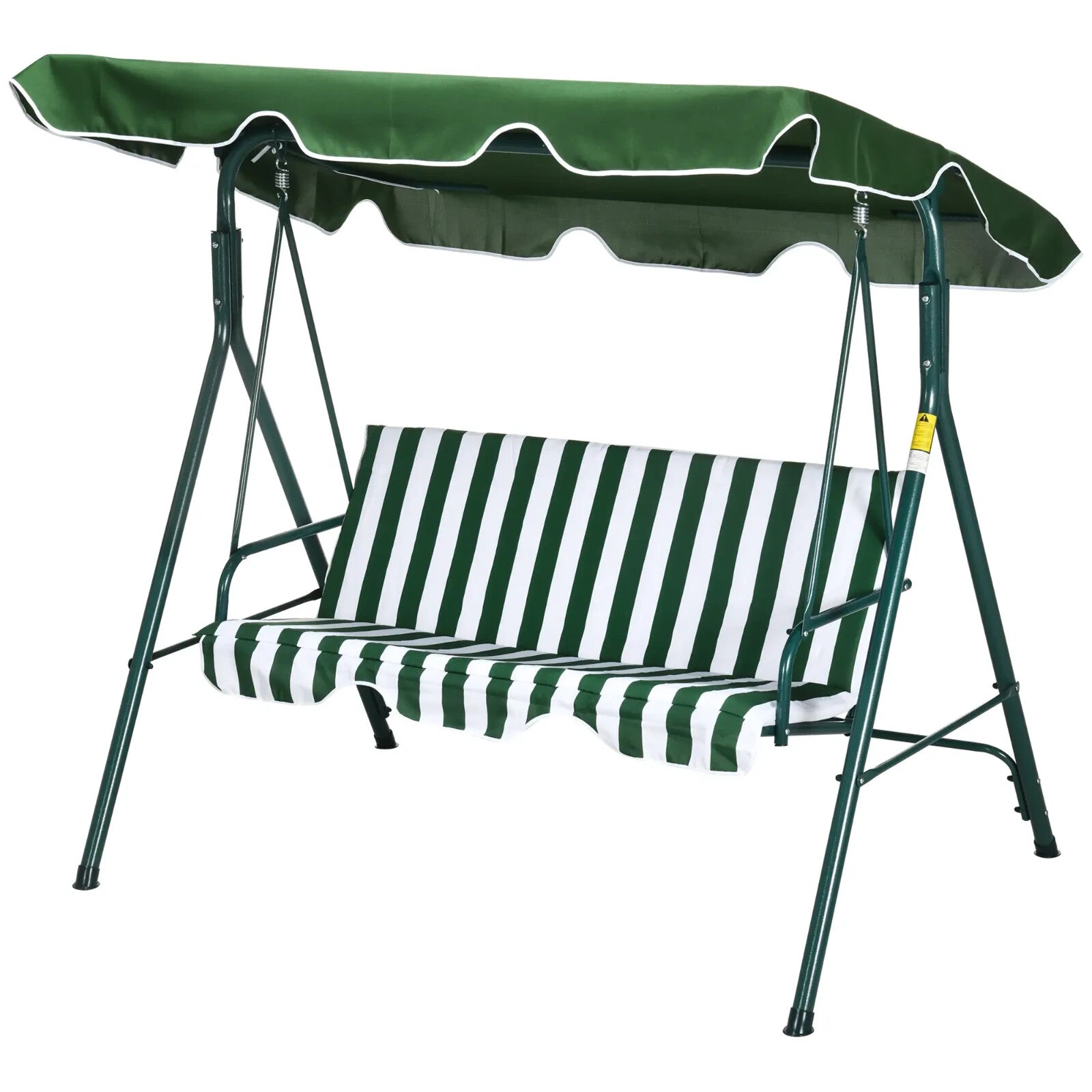 Green 3 Seater Garden Swing Chair Canopy Outdoor Patio Padded Seat Metal Frame - Home and Garden Furniture Shop - rustic - furniture