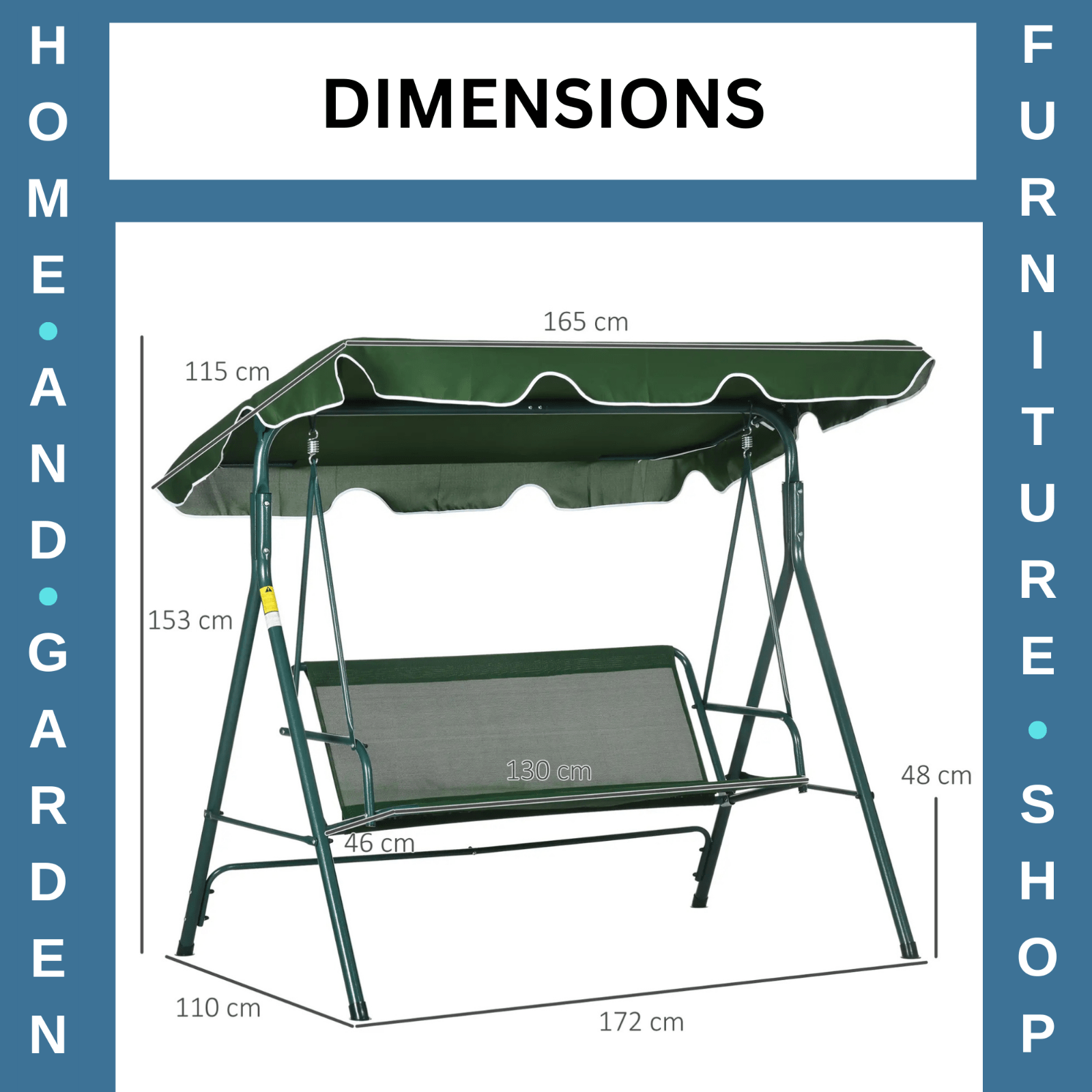 Green 3 Seater Garden Swing Chair Canopy Outdoor Patio Padded Seat Metal Frame - Home and Garden Furniture Shop - rustic - furniture