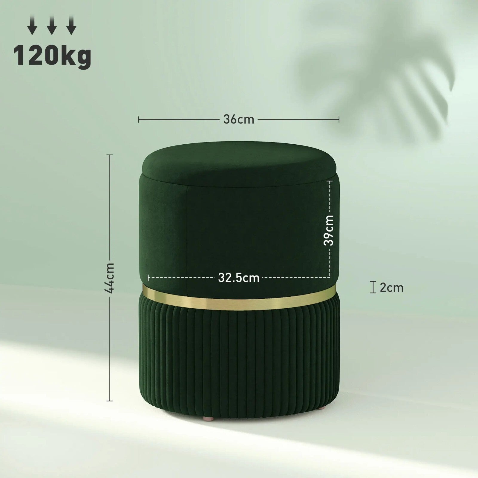 Green Round Pouffe Storage Footstool with Cushioned Top Padded Lid Ottoman Stool - Home and Garden Furniture Shop - rustic - furniture