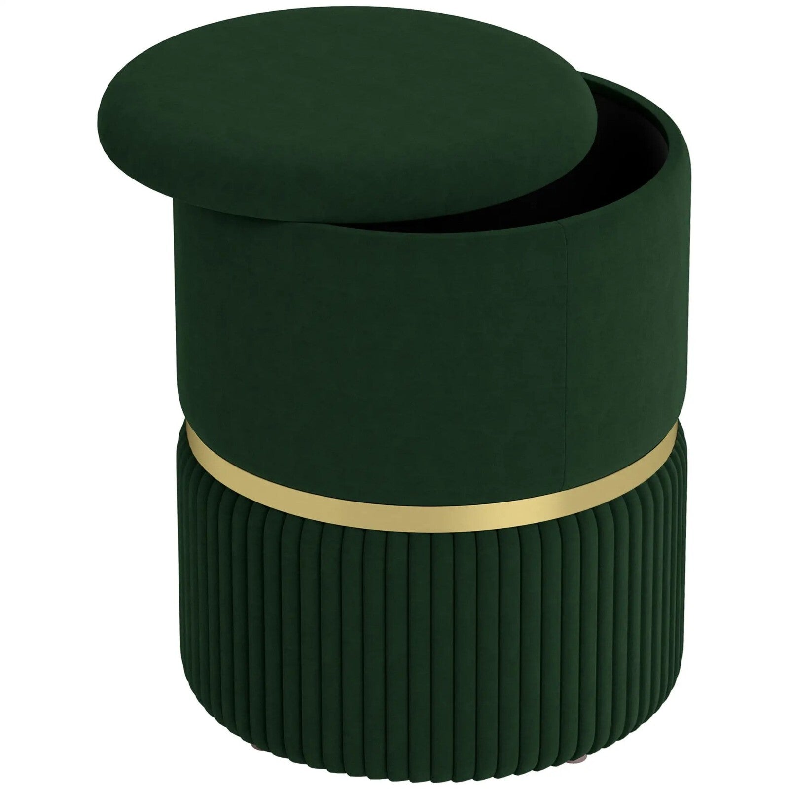 Green Round Pouffe Storage Footstool with Cushioned Top Padded Lid Ottoman Stool - Home and Garden Furniture Shop - rustic - furniture