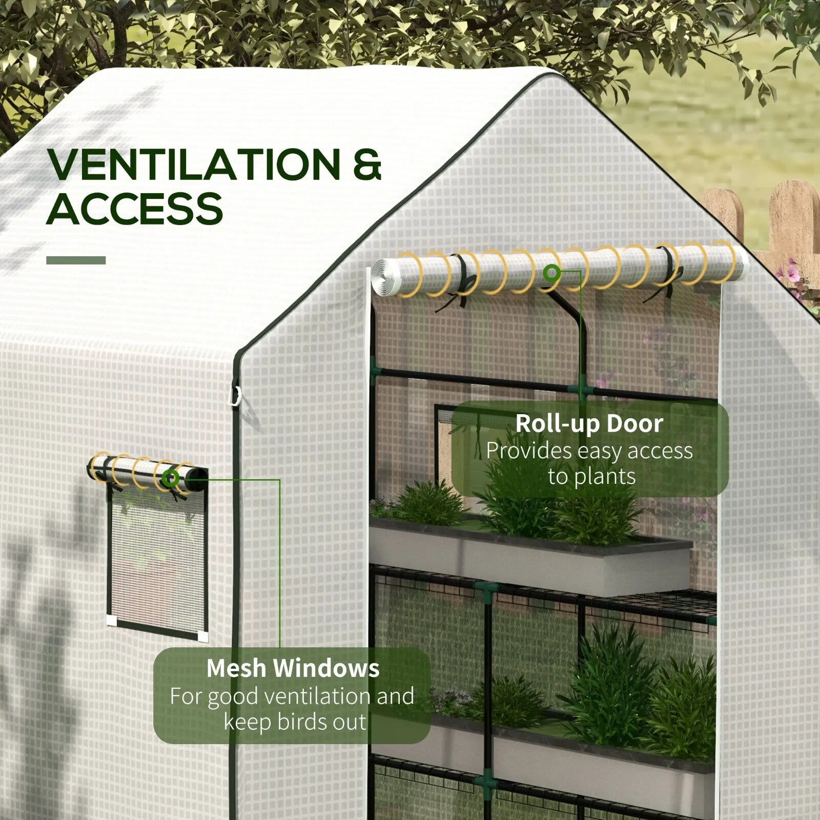 Greenhouse Replacement Cover 3 - Layer Walk - In with Roll - Up Door & Windows White - Home and Garden Furniture Shop - rustic - furniture