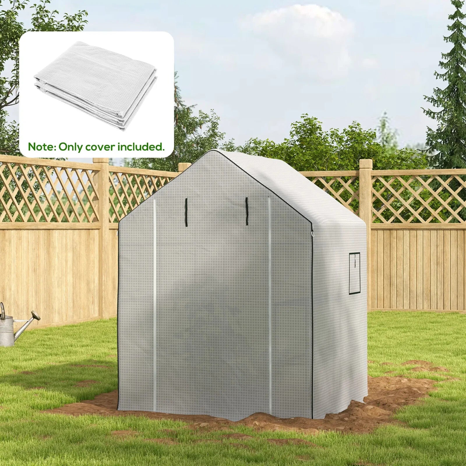 Greenhouse Replacement Cover 3 - Layer Walk - In with Roll - Up Door & Windows White - Home and Garden Furniture Shop - rustic - furniture