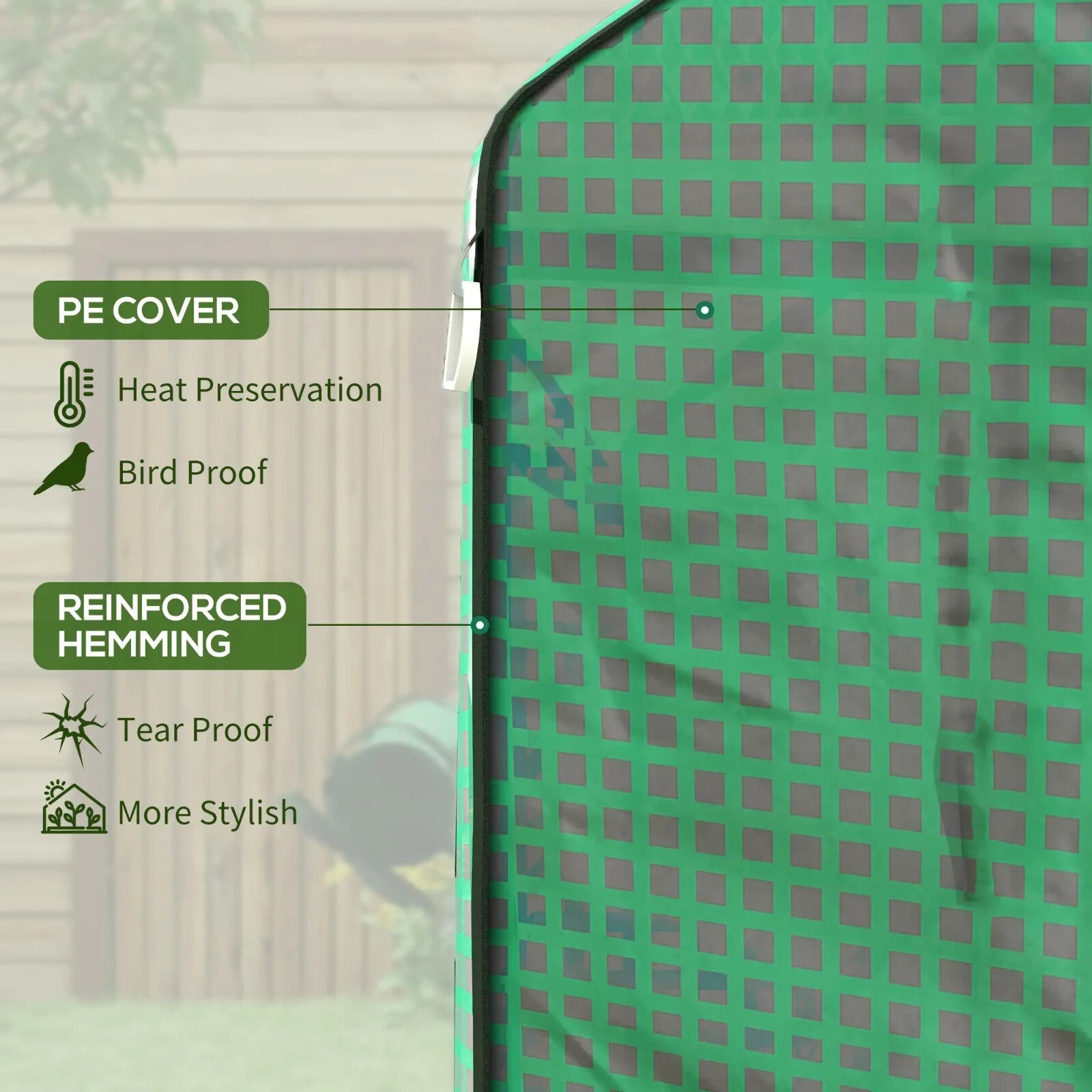 Greenhouse Replacement Cover 3 - Layer with Roll - Up Door & Mesh Windows Green - Home and Garden Furniture Shop - rustic - furniture