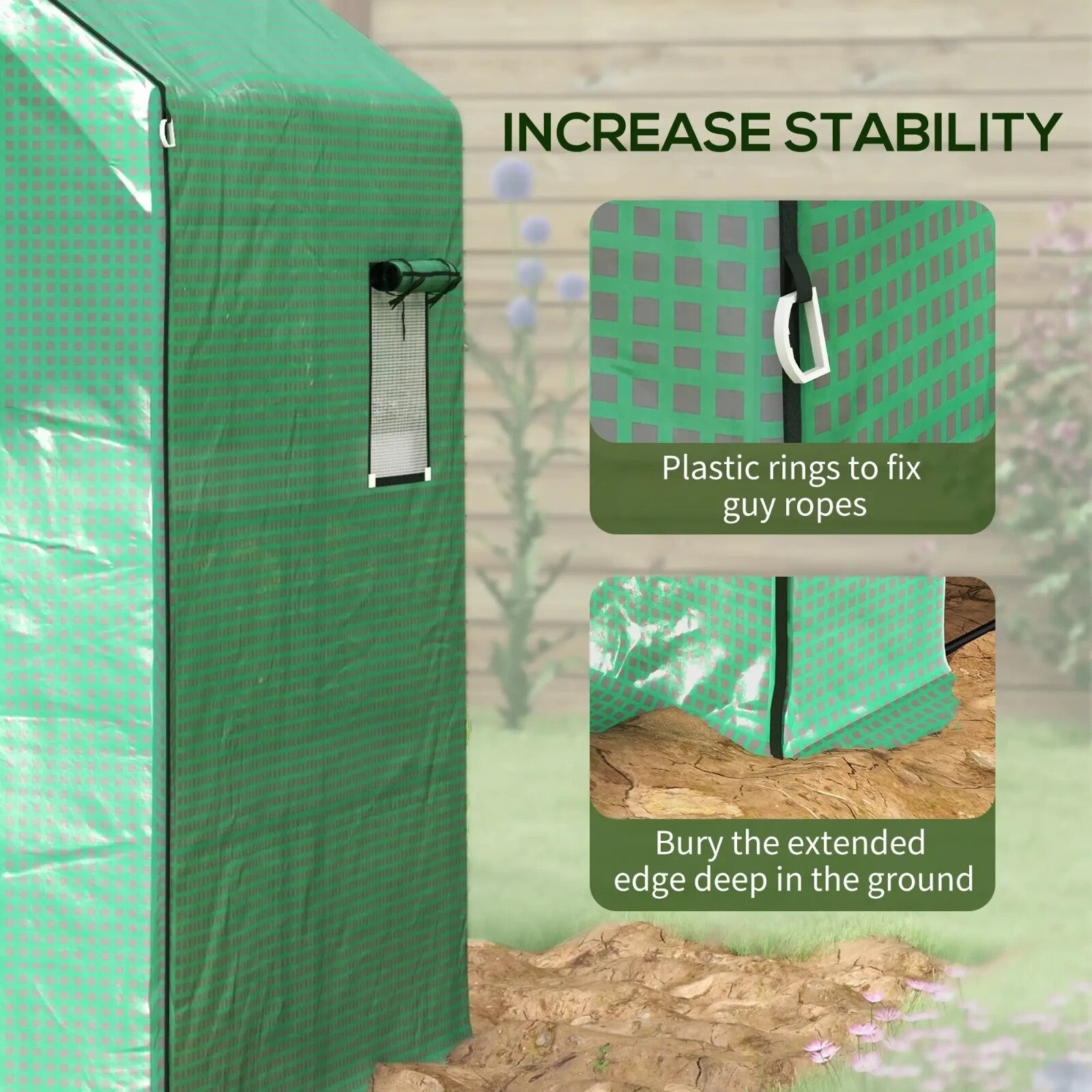 Greenhouse Replacement Cover 3 - Layer with Roll - Up Door & Mesh Windows Green - Home and Garden Furniture Shop - rustic - furniture