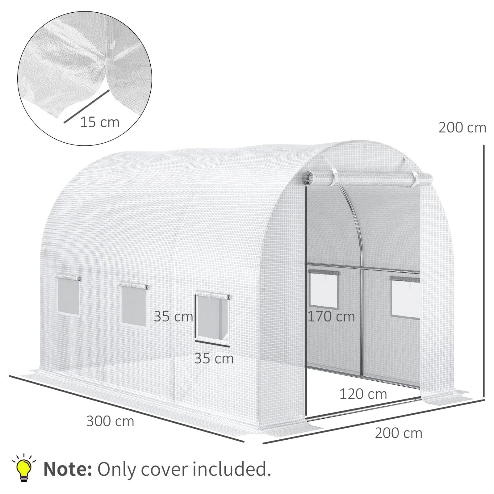 Greenhouse Replacement Cover For Tunnel Walk In W/ Roll - Up & Zipper Door White - Home and Garden Furniture Shop - rustic - furniture