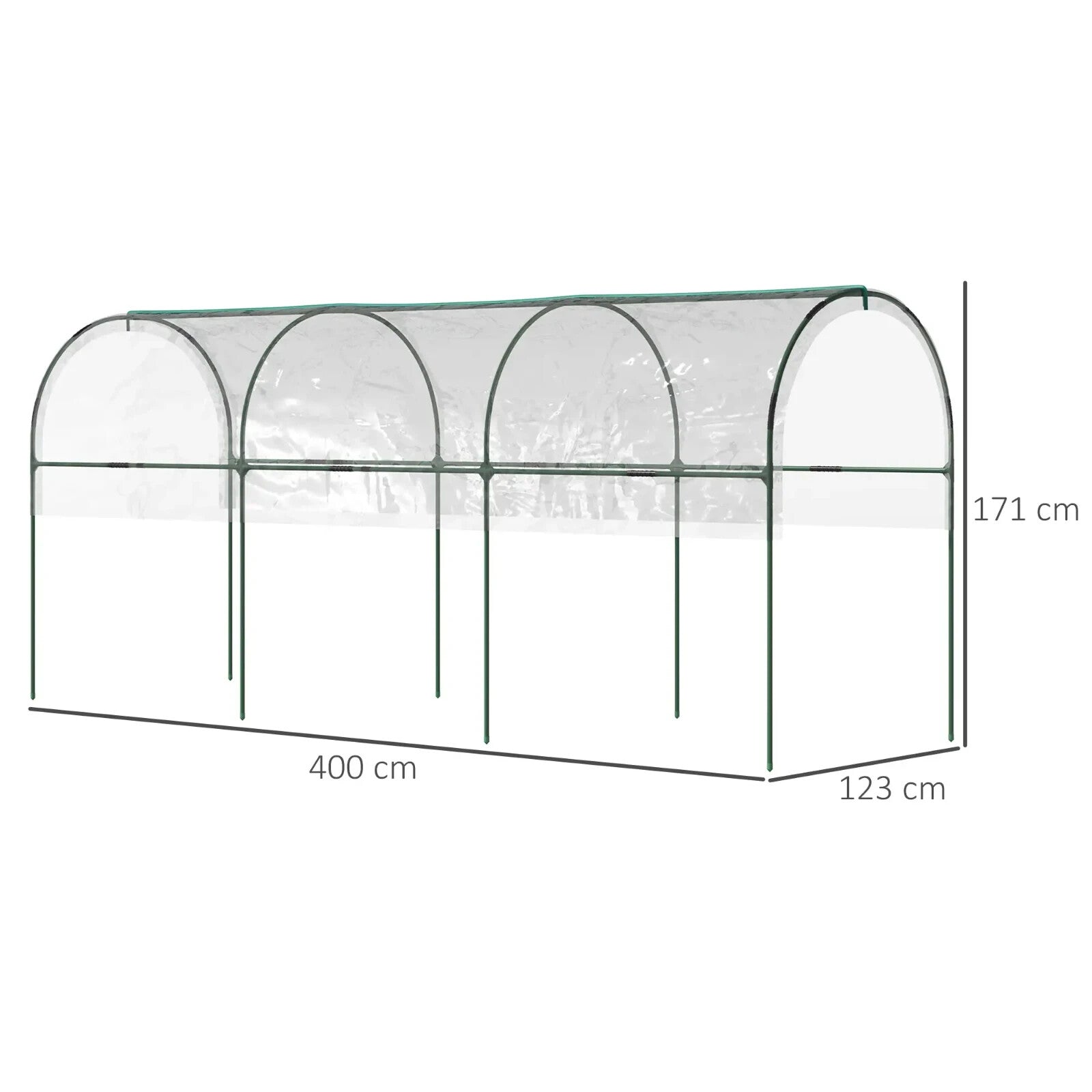 Greenhouse Tunnel with 4 Hoops, Guy Ropes, Pointed Bottom & Curved Top Clear - Home and Garden Furniture Shop - rustic - furniture