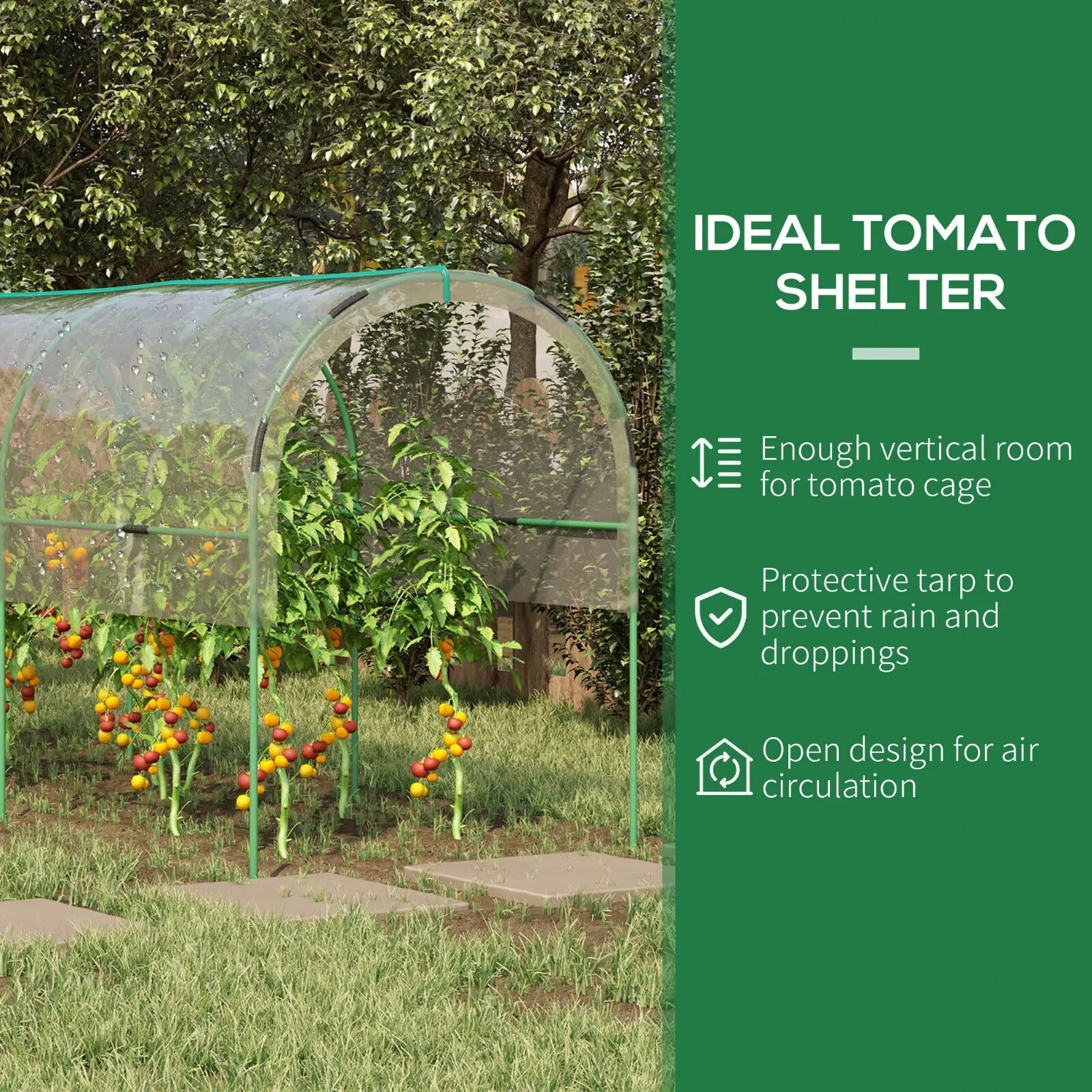 Greenhouse Tunnel with 4 Hoops, Guy Ropes, Pointed Bottom & Curved Top Clear - Home and Garden Furniture Shop - rustic - furniture
