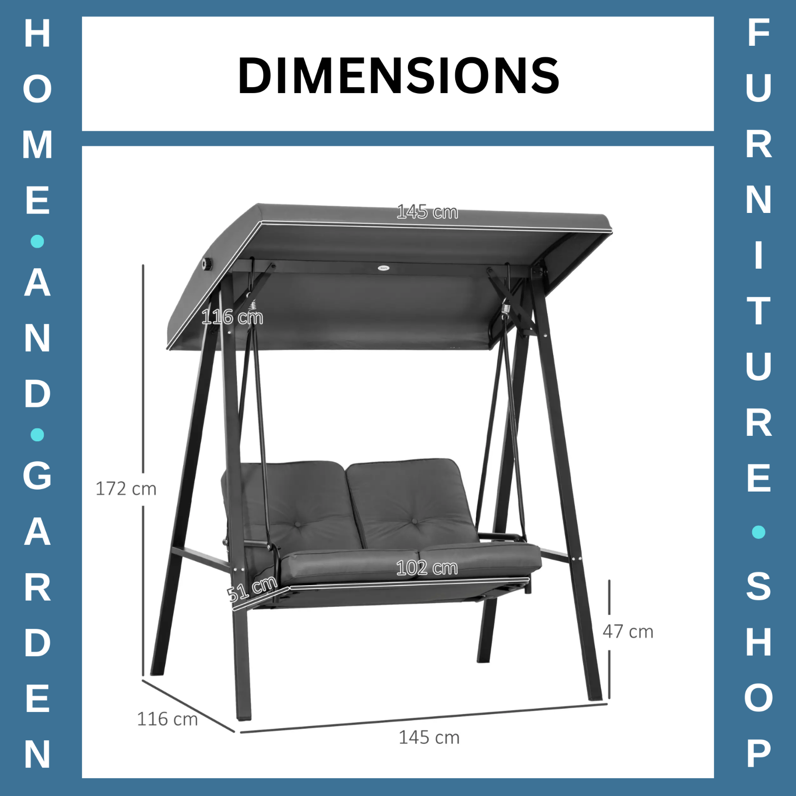 Grey 2 Seater Garden Outdoor Swing Chair Hammock Adjustable Canopy Patio Bench - Home and Garden Furniture Shop - rustic - furniture