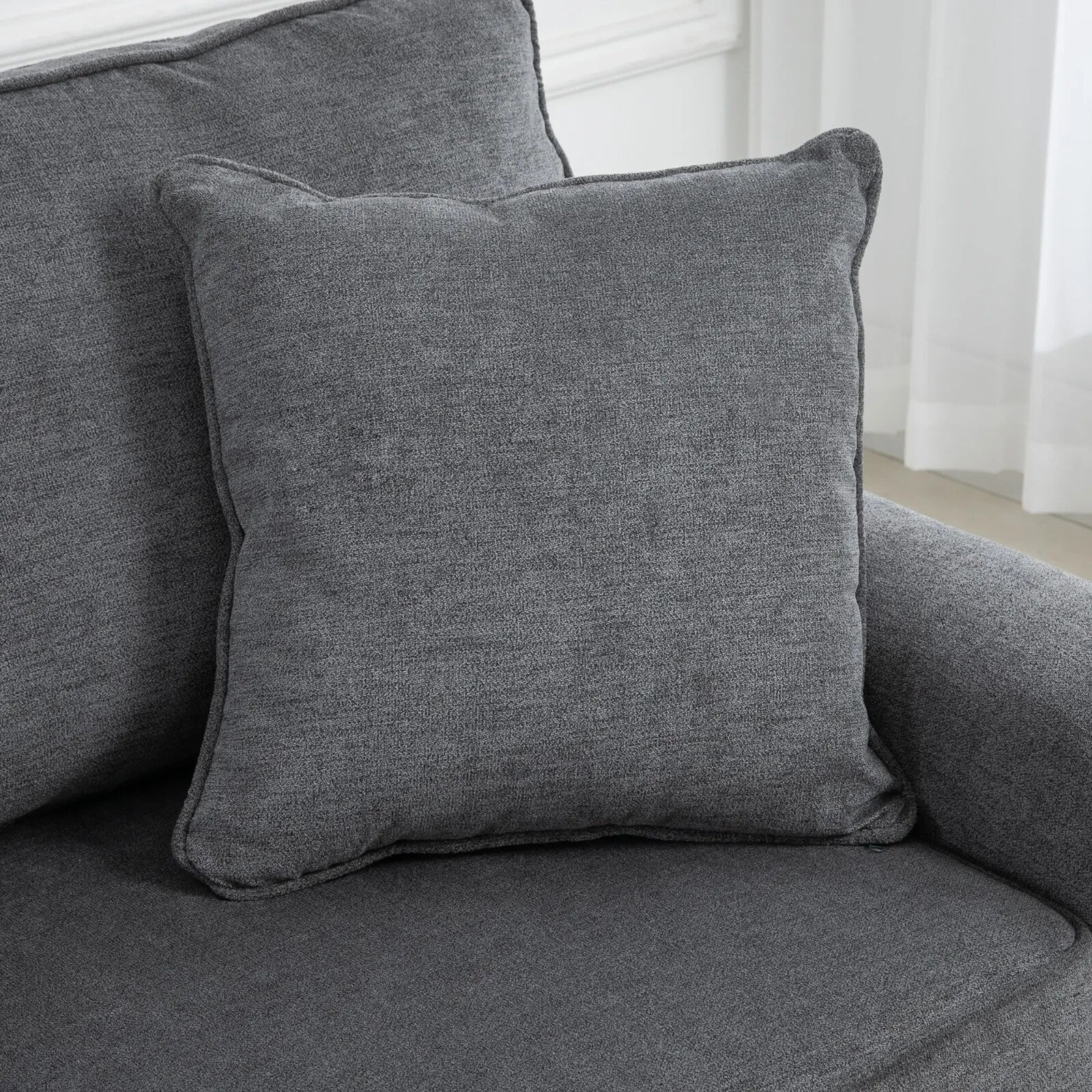 Grey 3 Seater Sofa 3 Person Fabric Sofa for Living Room Throw Pillow Thick Seats - Home and Garden Furniture Shop - rustic - furniture
