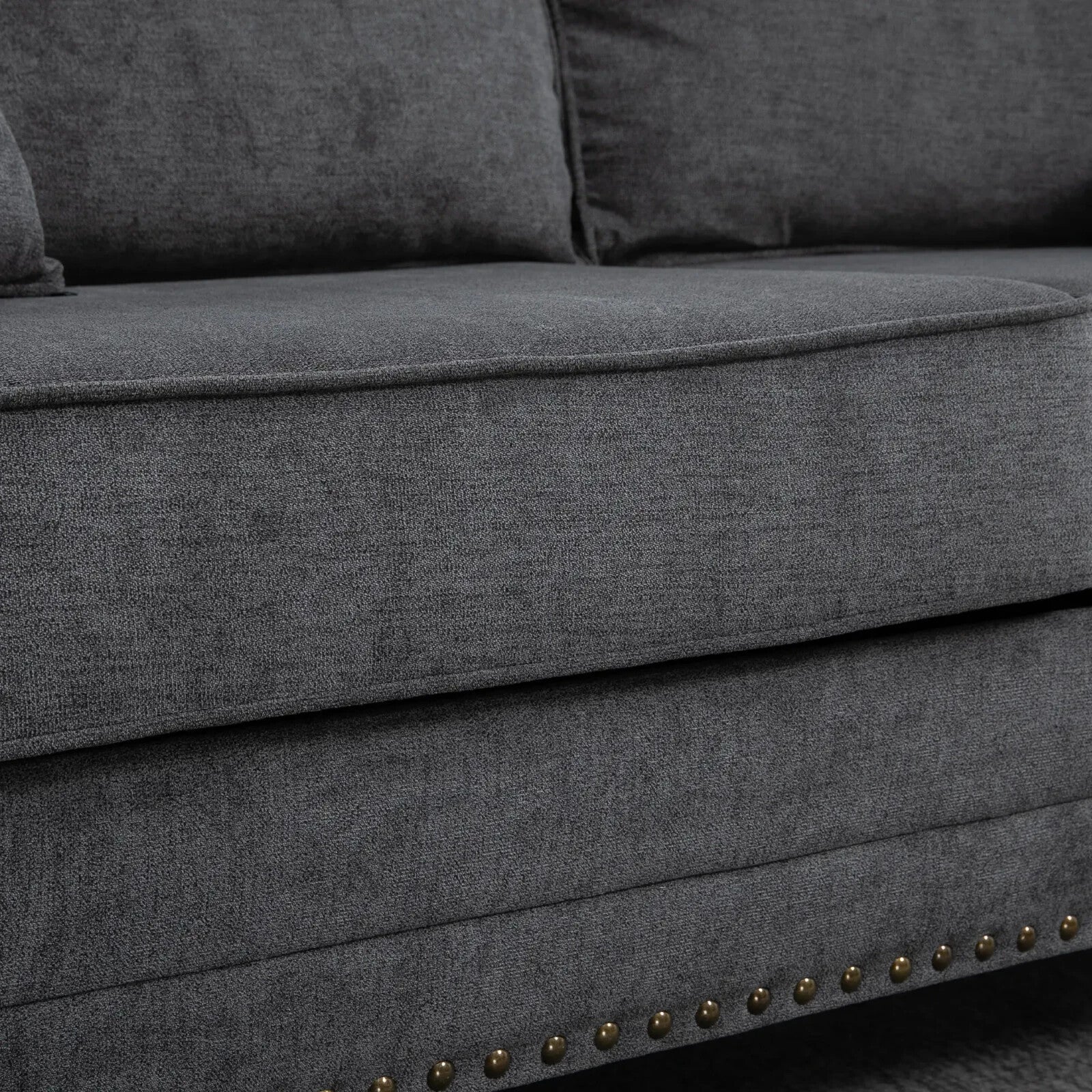Grey 3 Seater Sofa 3 Person Fabric Sofa for Living Room Throw Pillow Thick Seats - Home and Garden Furniture Shop - rustic - furniture