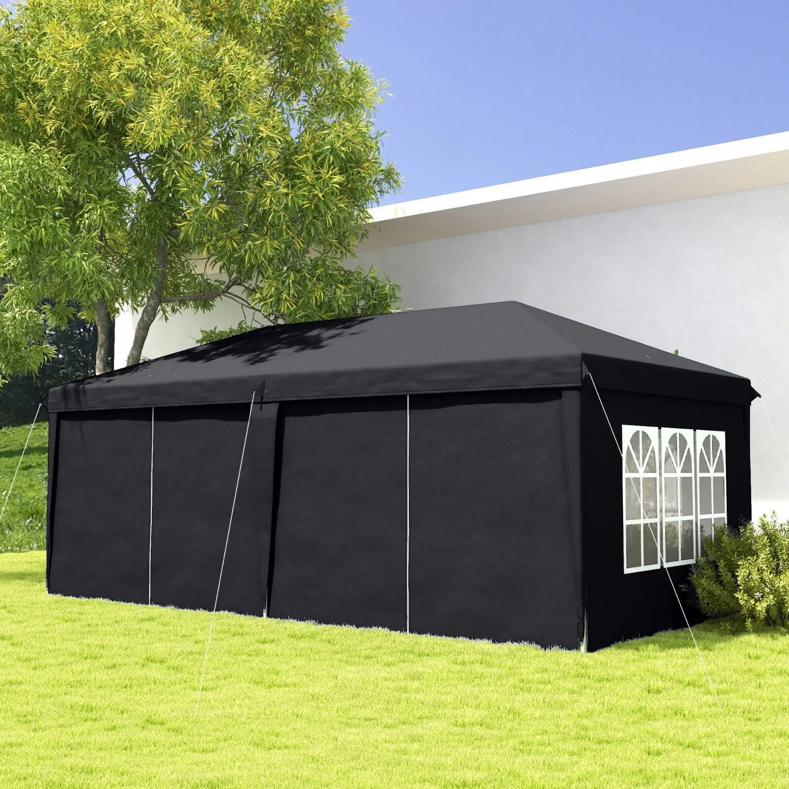 Grey 3 x 6m Pop Up Gazebo Height Adjustable Party Tent Storage Bag Garden Cover - Home and Garden Furniture Shop - rustic - furniture