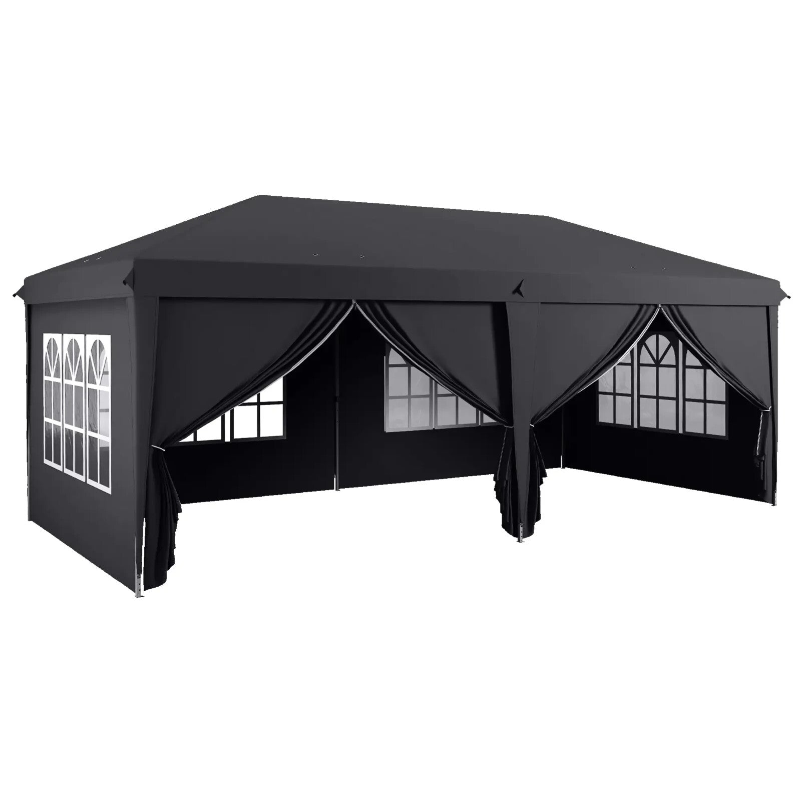 Grey 3 x 6m Pop Up Gazebo Height Adjustable Party Tent Storage Bag Garden Cover - Home and Garden Furniture Shop - rustic - furniture