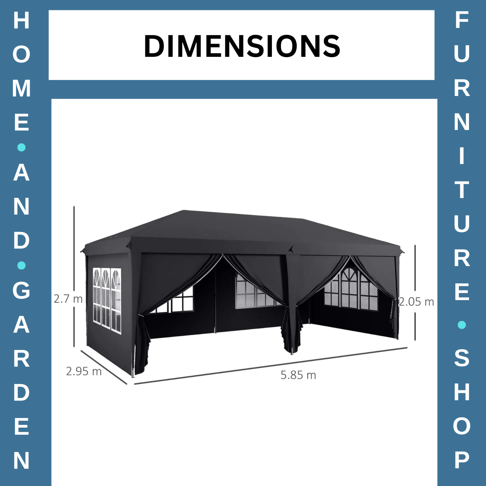 Grey 3 x 6m Pop Up Gazebo Height Adjustable Party Tent Storage Bag Garden Cover - Home and Garden Furniture Shop - rustic - furniture