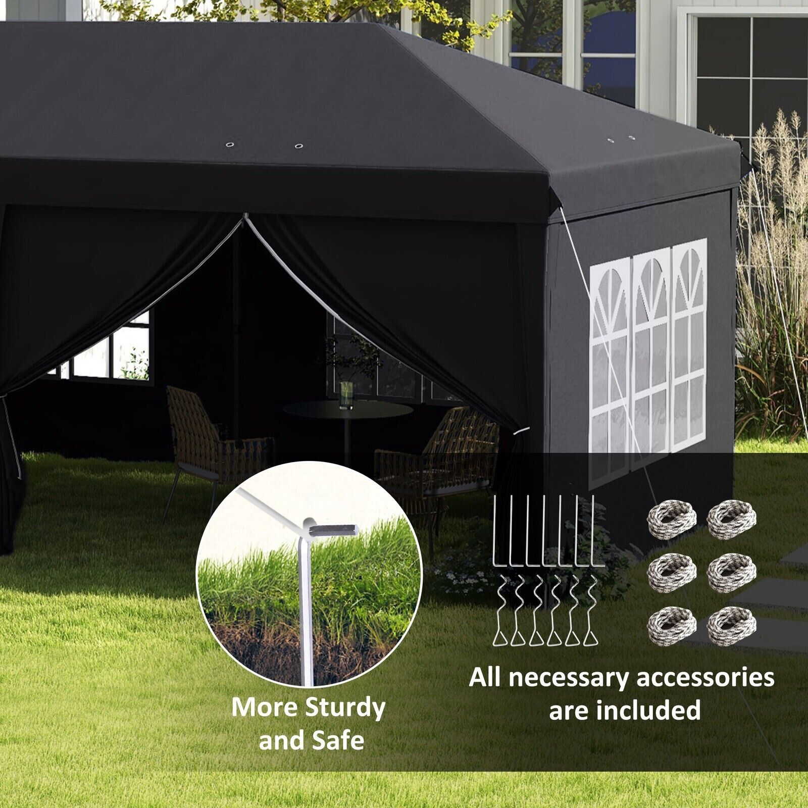 Grey 3 x 6m Pop Up Gazebo Height Adjustable Party Tent Storage Bag Garden Cover - Home and Garden Furniture Shop - #rustic - furniture#