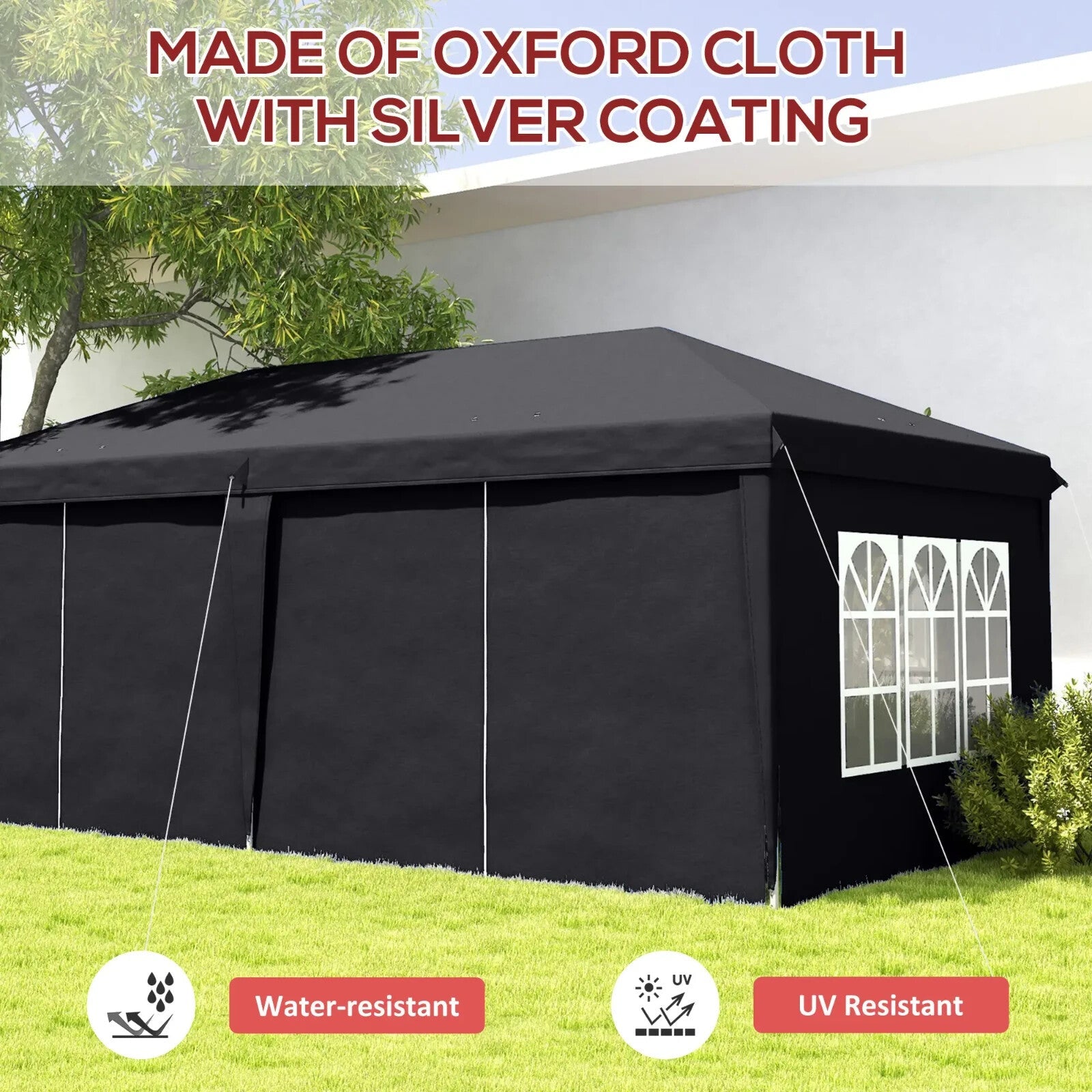 Grey 3 x 6m Pop Up Gazebo Height Adjustable Party Tent Storage Bag Garden Cover - Home and Garden Furniture Shop - rustic - furniture