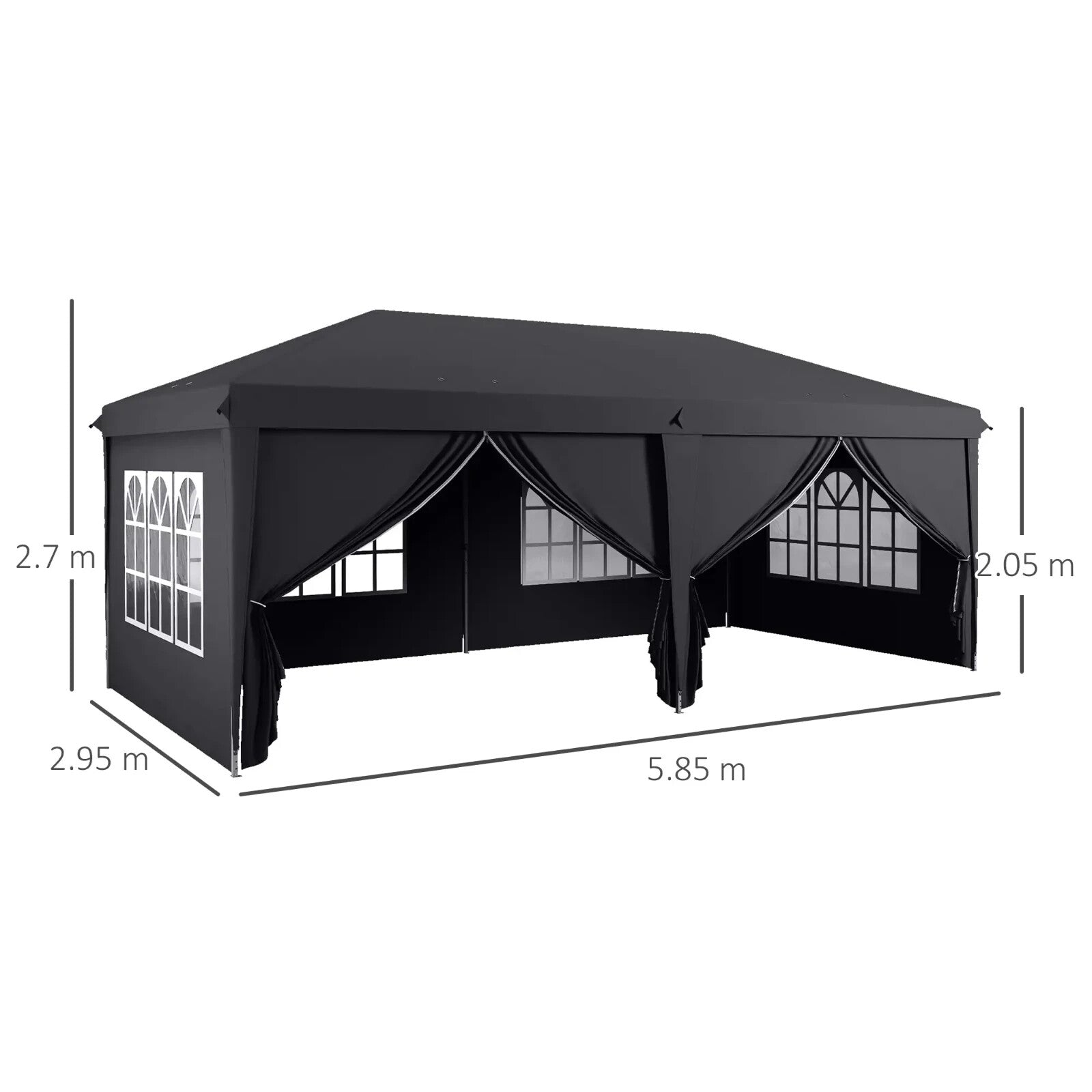 Grey 3 x 6m Pop Up Gazebo Height Adjustable Party Tent Storage Bag Garden Cover - Home and Garden Furniture Shop - rustic - furniture