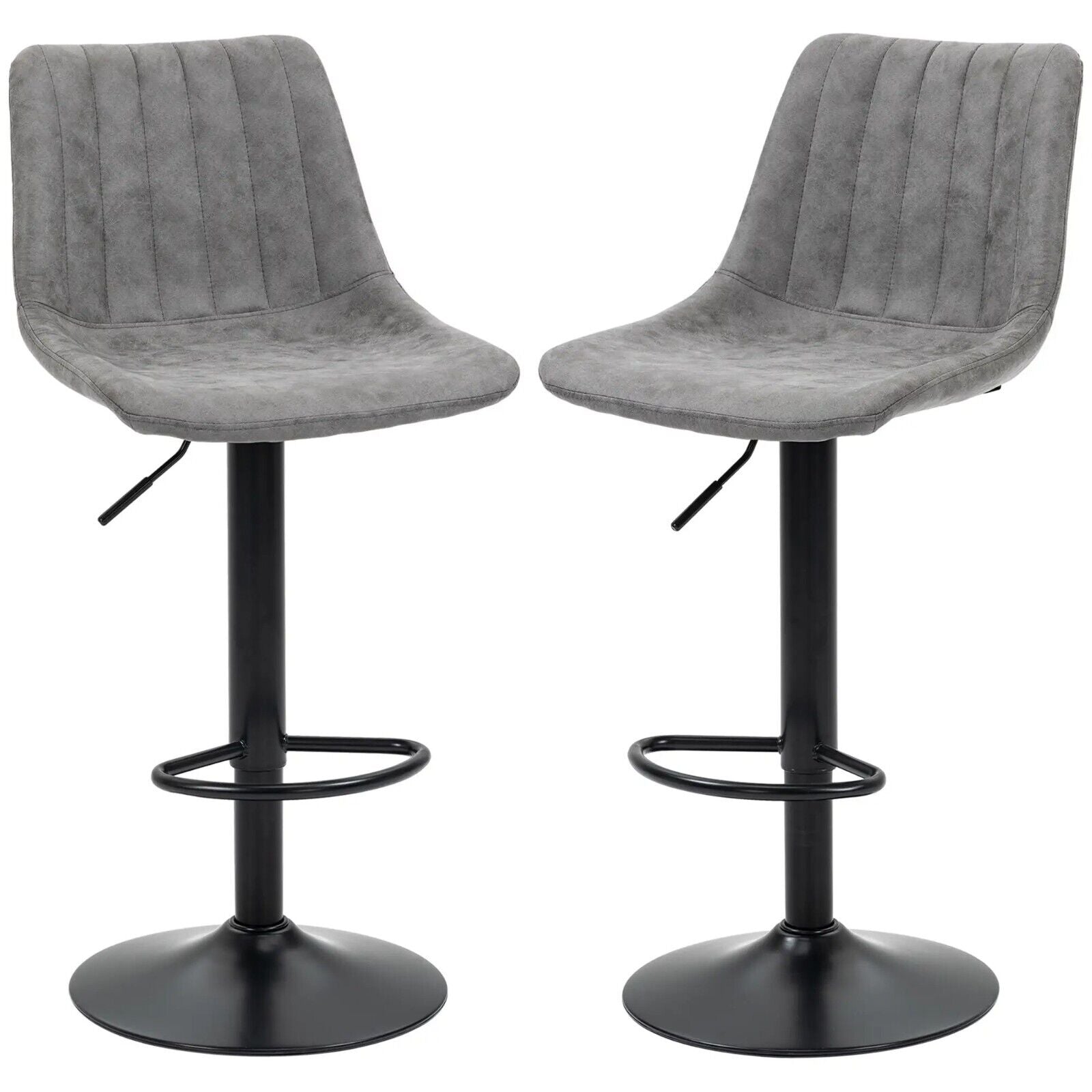 Grey Bar Stools Set Of 2 360 Swivel Seat Retro Tub Counter Metal Frame Footrest - Home and Garden Furniture Shop - #rustic - furniture#