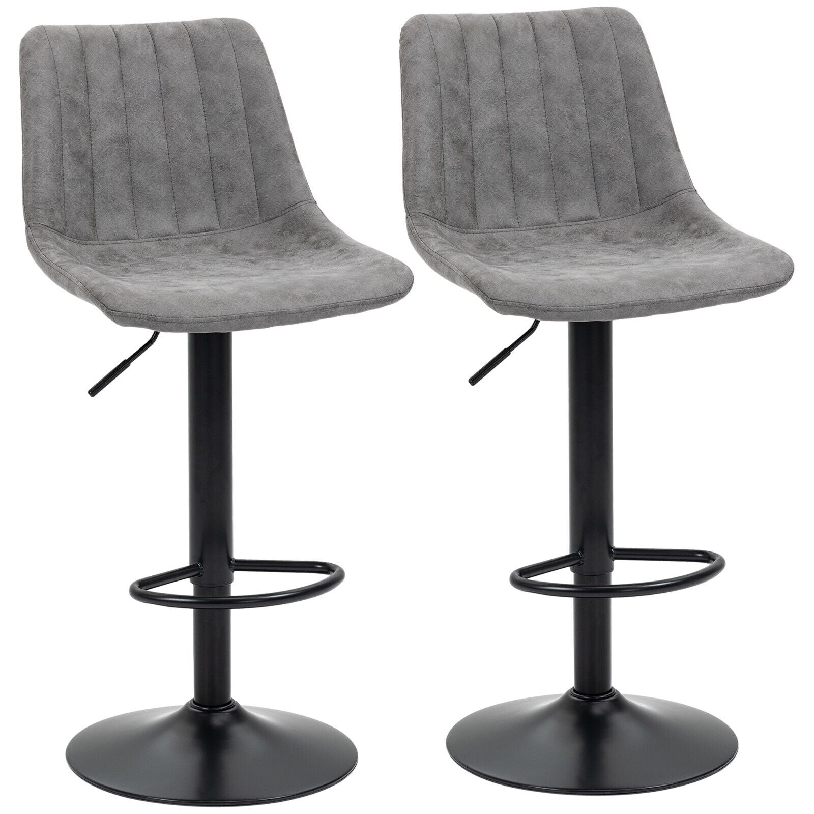 Grey Bar Stools Set Of 2 360 Swivel Seat Retro Tub Counter Metal Frame Footrest - Home and Garden Furniture Shop - #rustic - furniture#